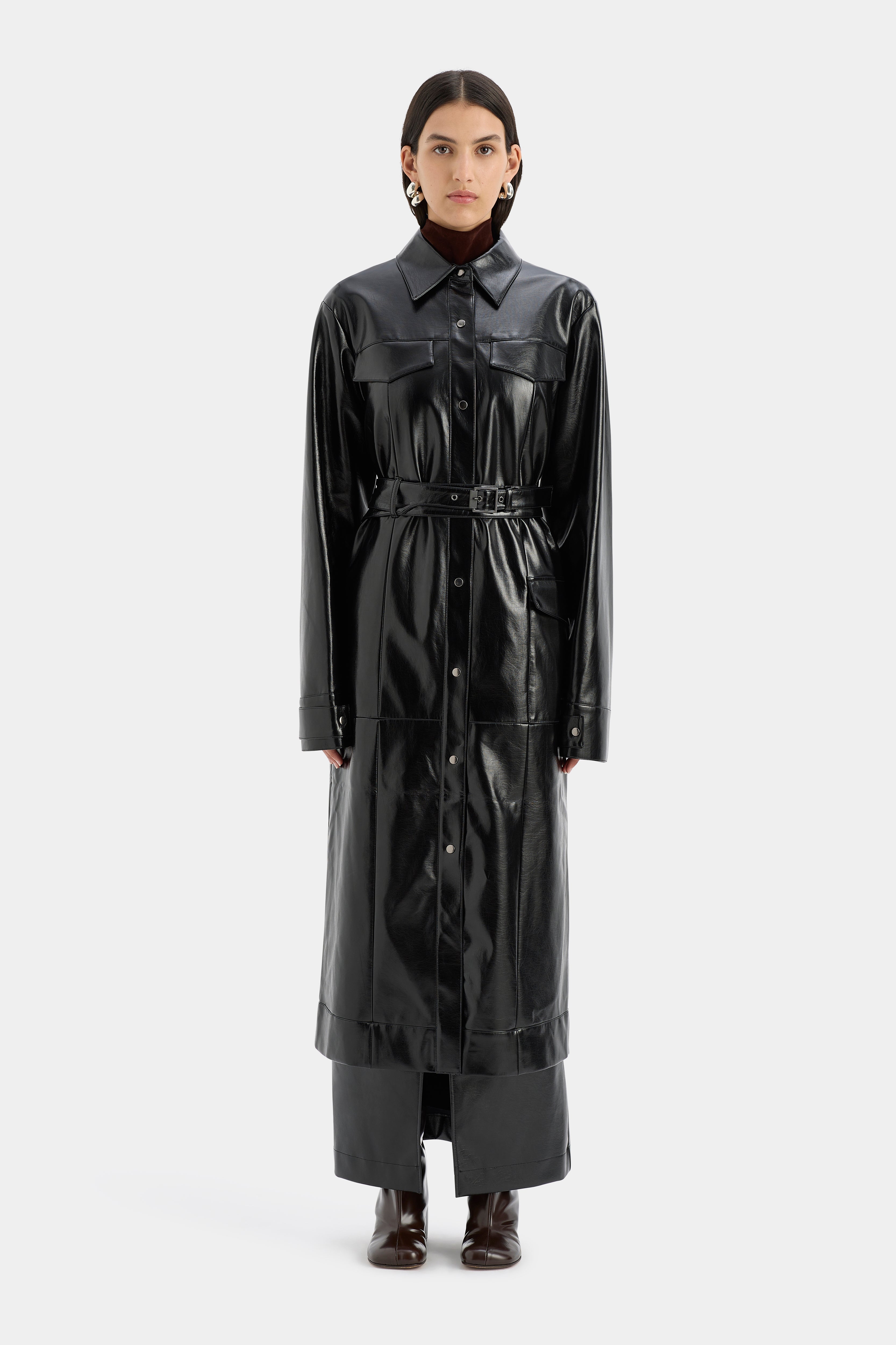 Midnight Black Trench Coat for Women - Elegant Long Waterproof Overcoat for Fall & Winter | Perfect for Office, Evening Out, and Formal Events