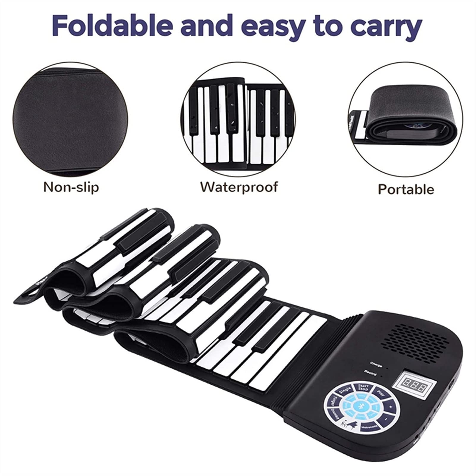 88-Key Foldable Roll Up Piano Keyboard with Built-in Speaker & Pedal - Portable Digital Piano for Kids & Beginners - Perfect for Home Practice, Travel & Music Lessons