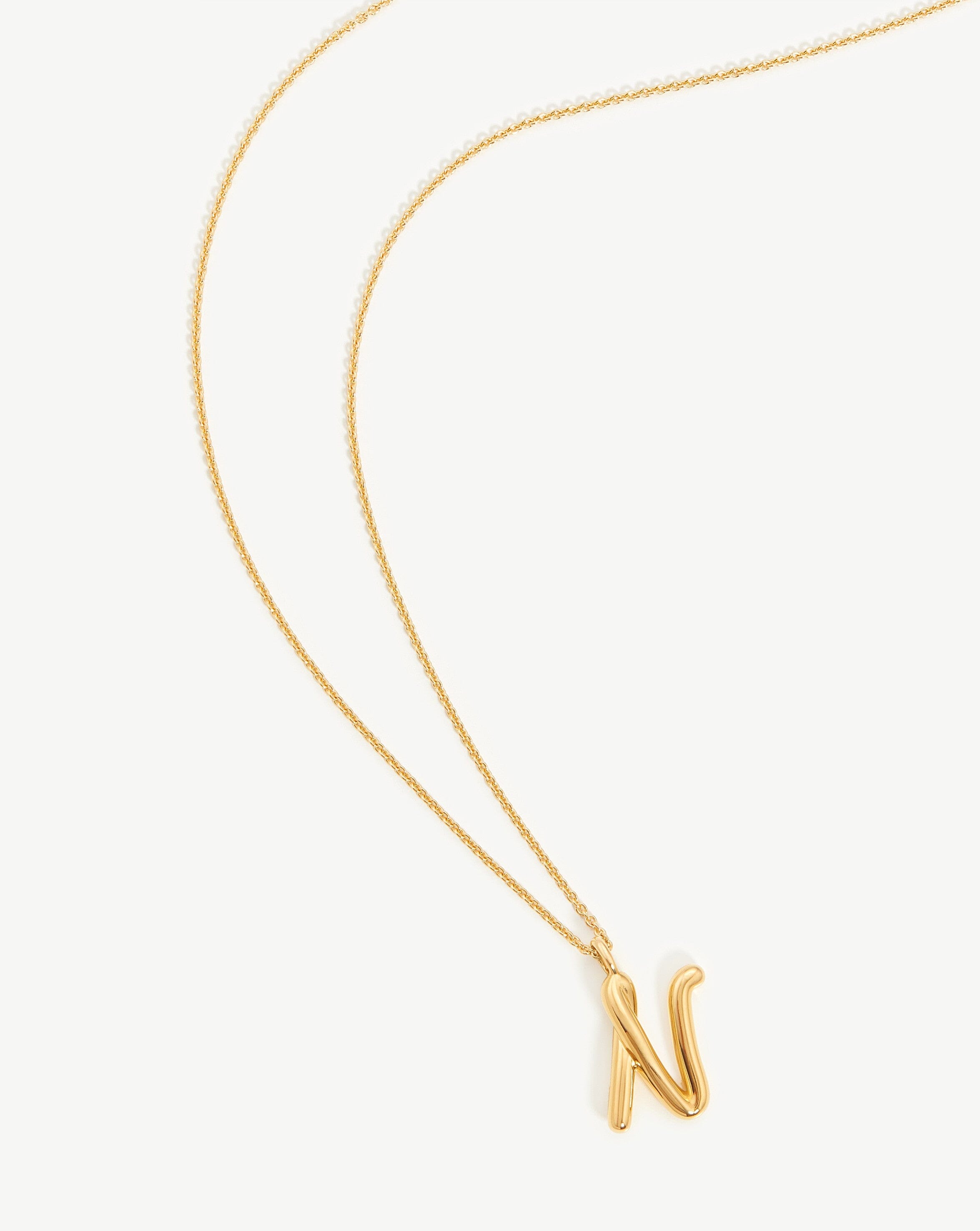 Curly Molten Initial Pendant Necklace - Personalized 18k Gold Vermeil Jewelry for Women | Elegant Gift for Birthday, Anniversary & Valentine's Day