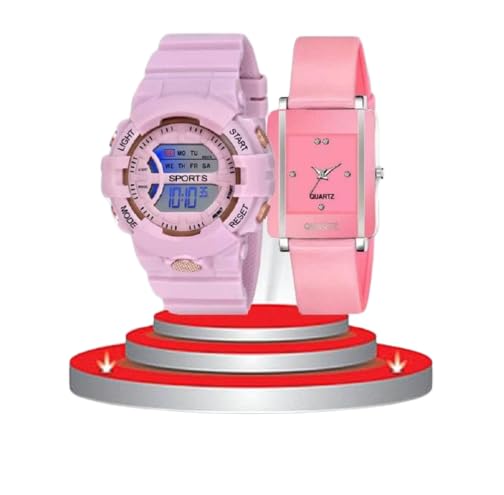 GIFFEMANS Women's Watch Set - 2 Pack Transparent Strap Watches with Round & Square Dials, Soft Rubber Band | Perfect for Casual Wear, Office & Everyday Fashion Accessory