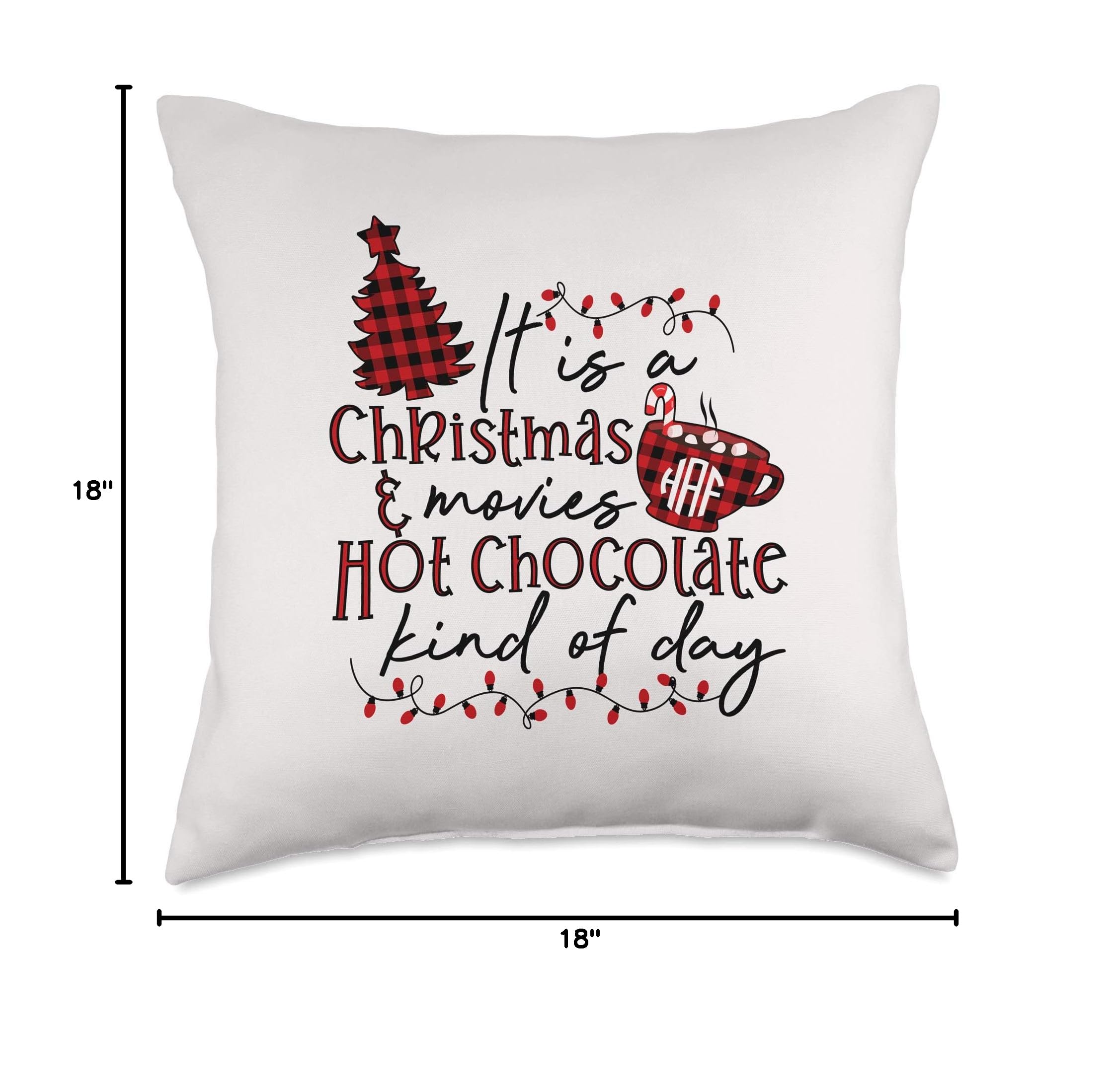 Buffalo Plaid Christmas Throw Pillow - Cozy Holiday Decor for Christmas Movies & Hot Chocolate Days - Perfect for Living Room, Bedroom & Seasonal Home Decor