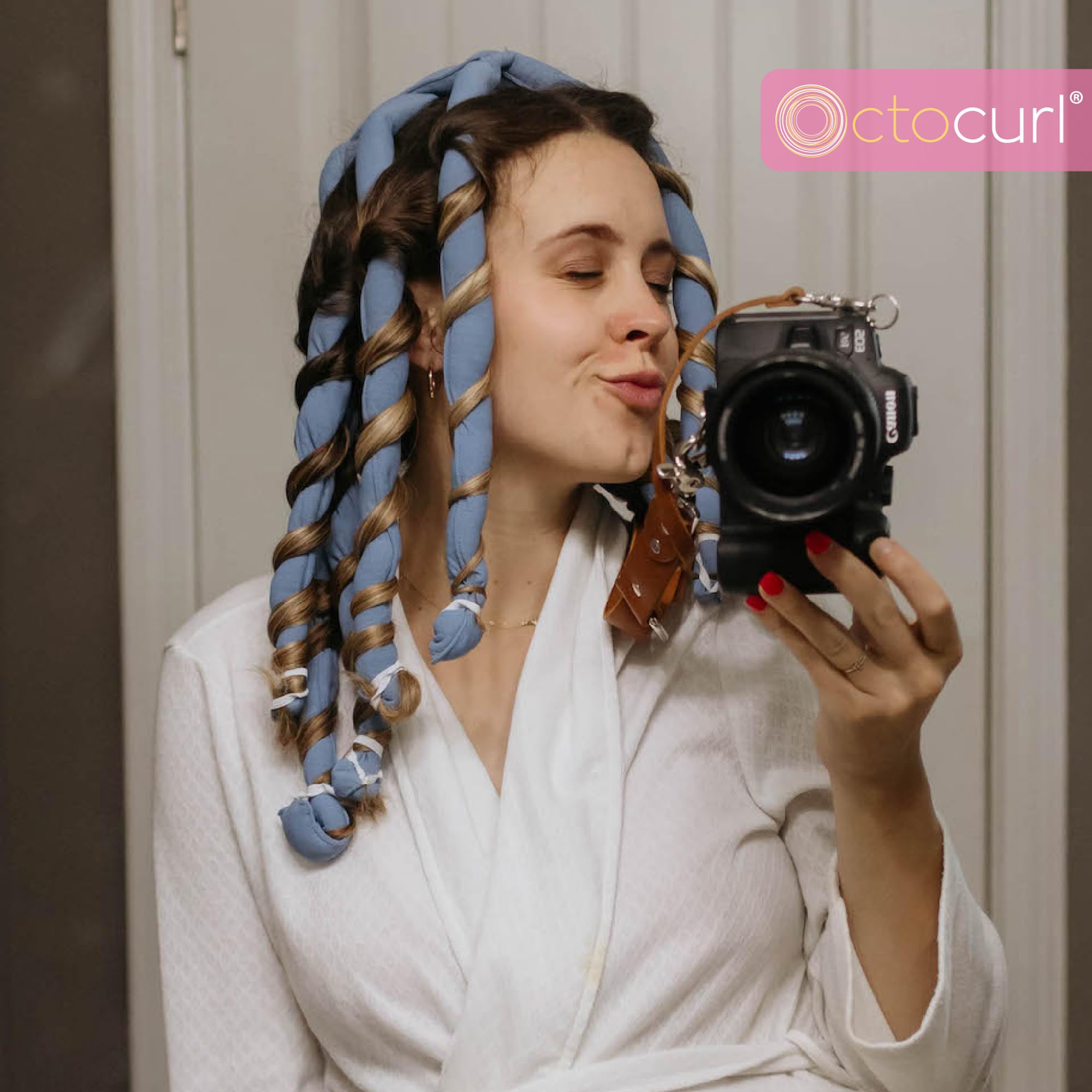 Octocurl Heatless Hair Curler - No Heat No Damage Overnight Curling Tool for Medium to Long Hair | Soft Octopus Hair Rollers for Natural Waves | Perfect for Sleep, Travel & Special Occasions (QMax - Blue)
