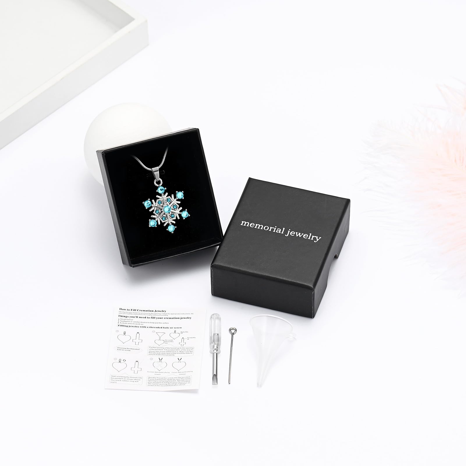 Memorial Jewelry Necklace for Ashes - Snowflake Pendant Cremation Urn Keepsake | Thoughtful Sympathy Gift for Loss of Loved One | Perfect for Funeral, Remembrance & Special Occasions