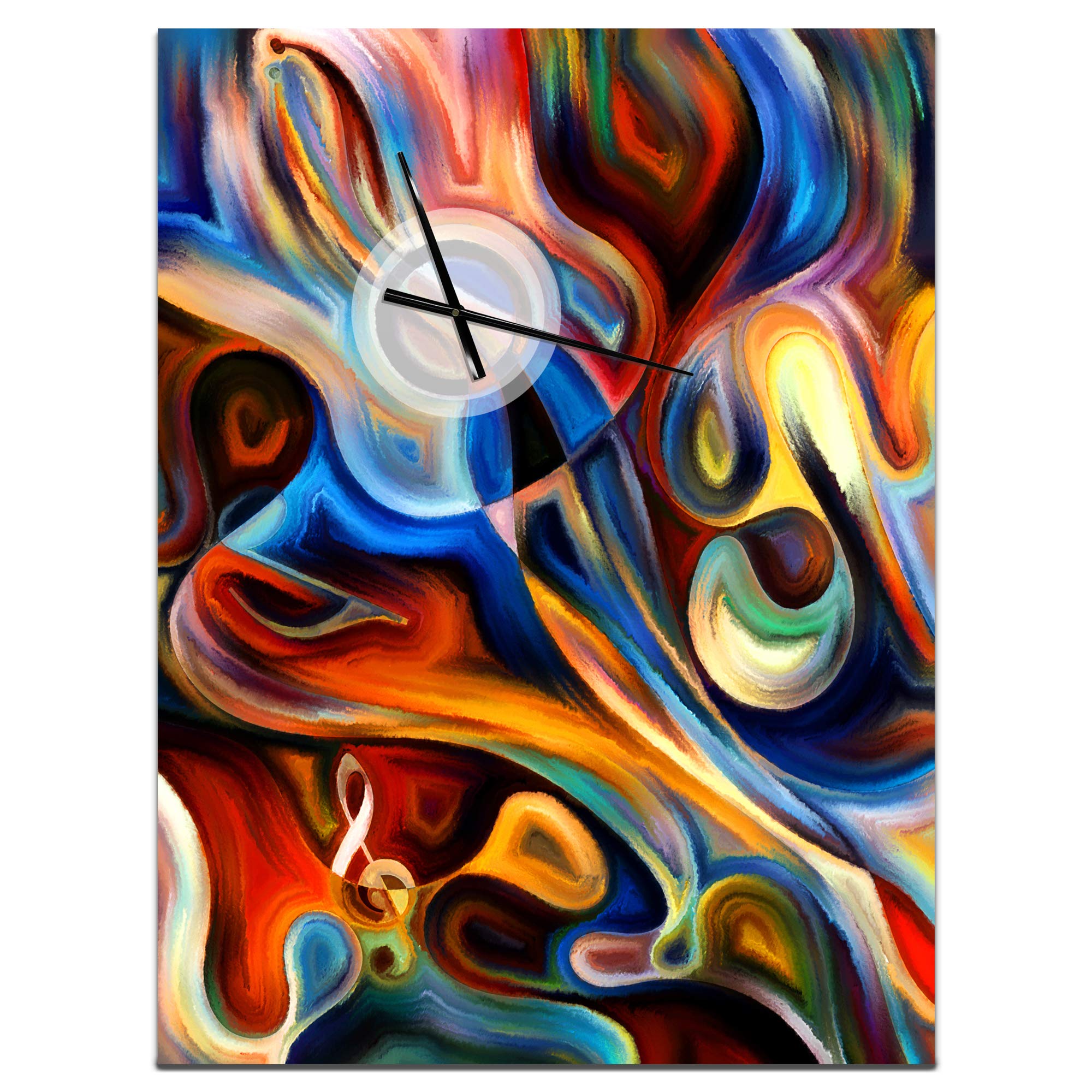 DesignQ Abstract Music & Rhythm Modern Wall Clock - Stylish Home, Bedroom, Bathroom, Office & Living Room Decor | Perfect for Contemporary Spaces & Music Lovers