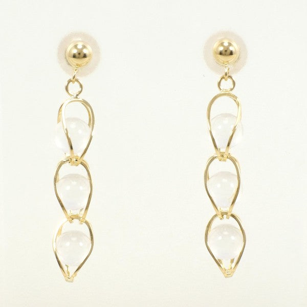 18K Yellow Gold Quartz Earrings for Women – Elegant Dangle Earrings with Natural Stone, Perfect for Weddings, Parties & Everyday Wear