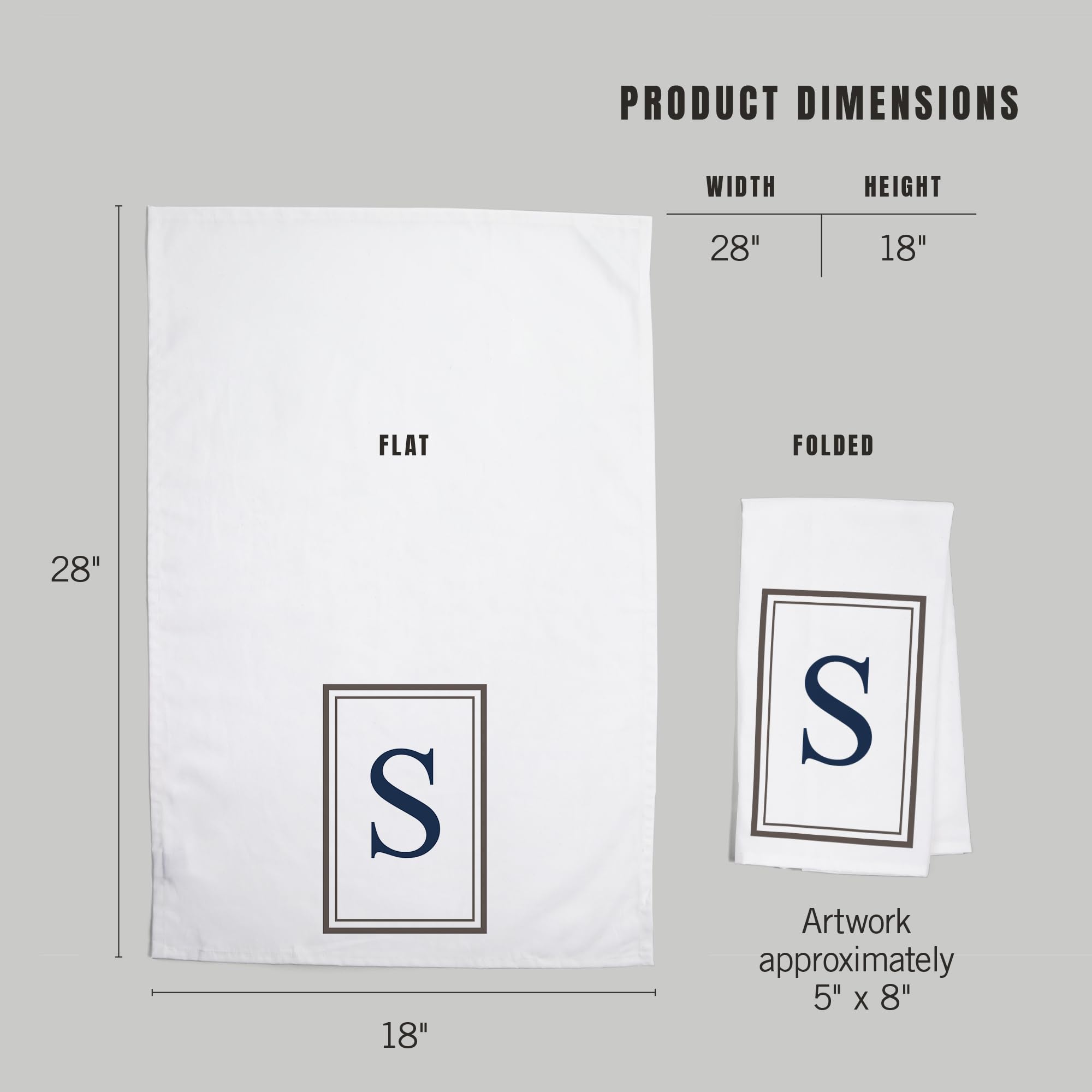 Lantern Press Monogram Cotton Tea Towel - Gray & Blue Decorative Hand Towel for Kitchen & Home | Perfect for Drying Dishes, Gift Giving & Farmhouse Decor