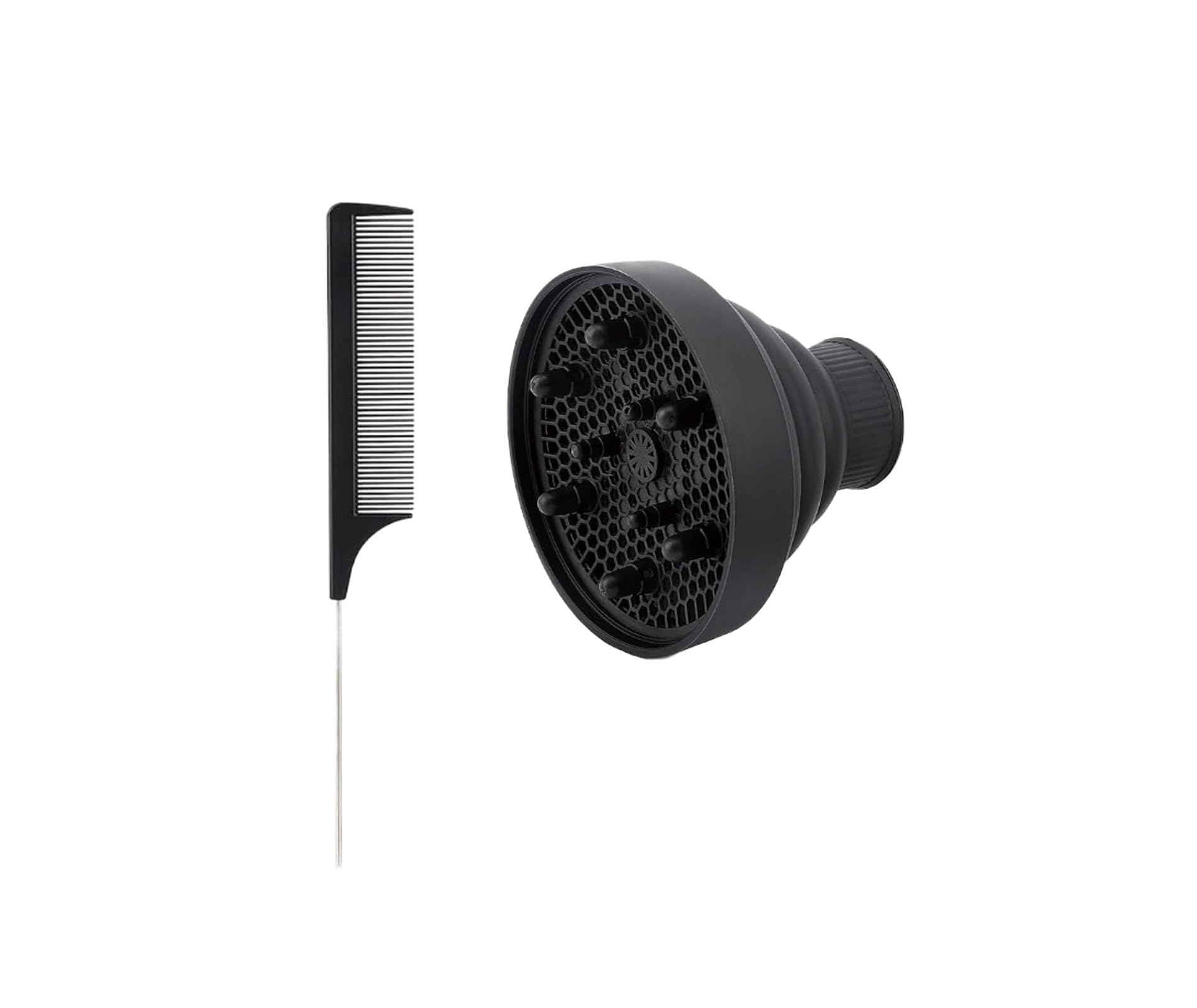 Universal Hair Diffuser Attachment for Curly Hair - Travel & Home Use Hair Dryer Diffuser with Comb - Perfect for Enhancing Curls & Reducing Frizz (Includes 1 Diffuser & 1 Styling Comb) - Ideal for Salons, Home Styling & On-the-Go Hair Care