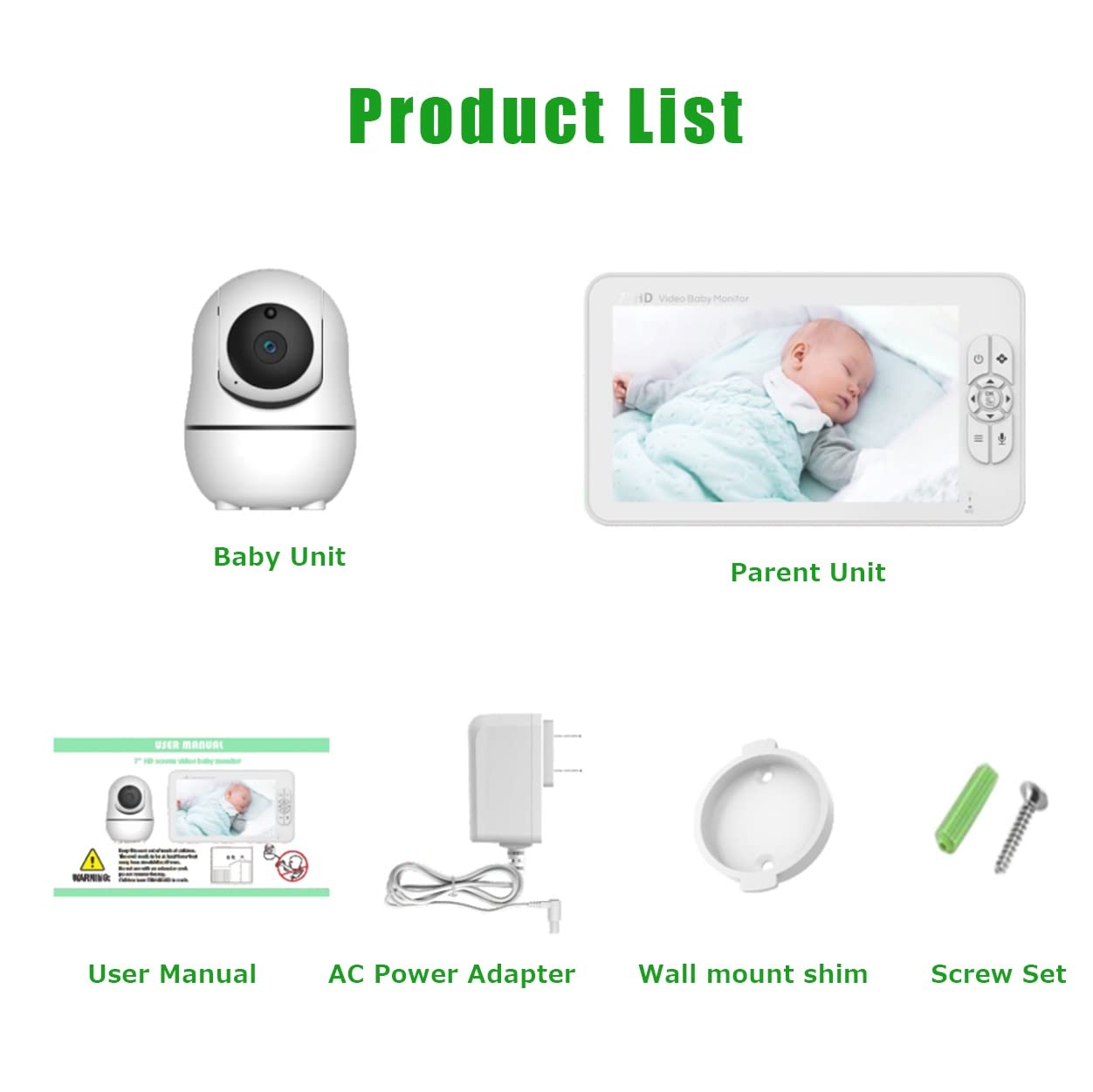 7-inch HD Baby Monitor with Camera - Split Screen, Two-Way Audio, Rotating Lens & Temperature Sensor | 1080P Video, Auto Night Vision & Soothing Lullabies | Perfect for Nursery, Daycare & Home Security Monitoring