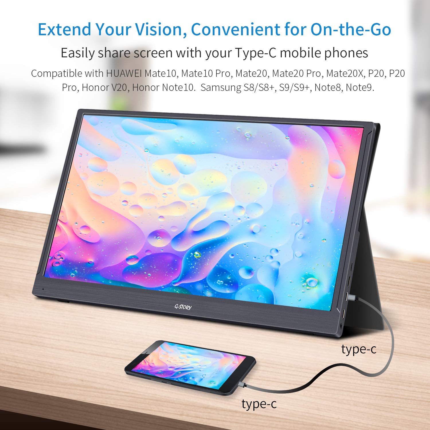 G-STORY 15.6 Inch Portable Monitor - Full HD 1080P IPS Gaming Screen with Mini HDMI & USB-C, FreeSync Compatible for Laptop, Xbox, PS4, PS5, and Smartphones - Perfect for Gaming, Work, and Travel with Included Smart Cover