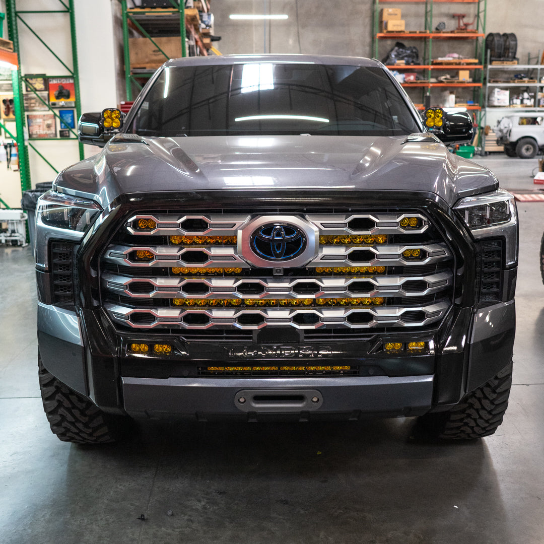 2022-2024 Toyota Tundra & Sequoia SDHQ Built Behind the Grille LED Light Bar Mount Kit - Off-Road Lighting Accessories for Night Driving & Adventure