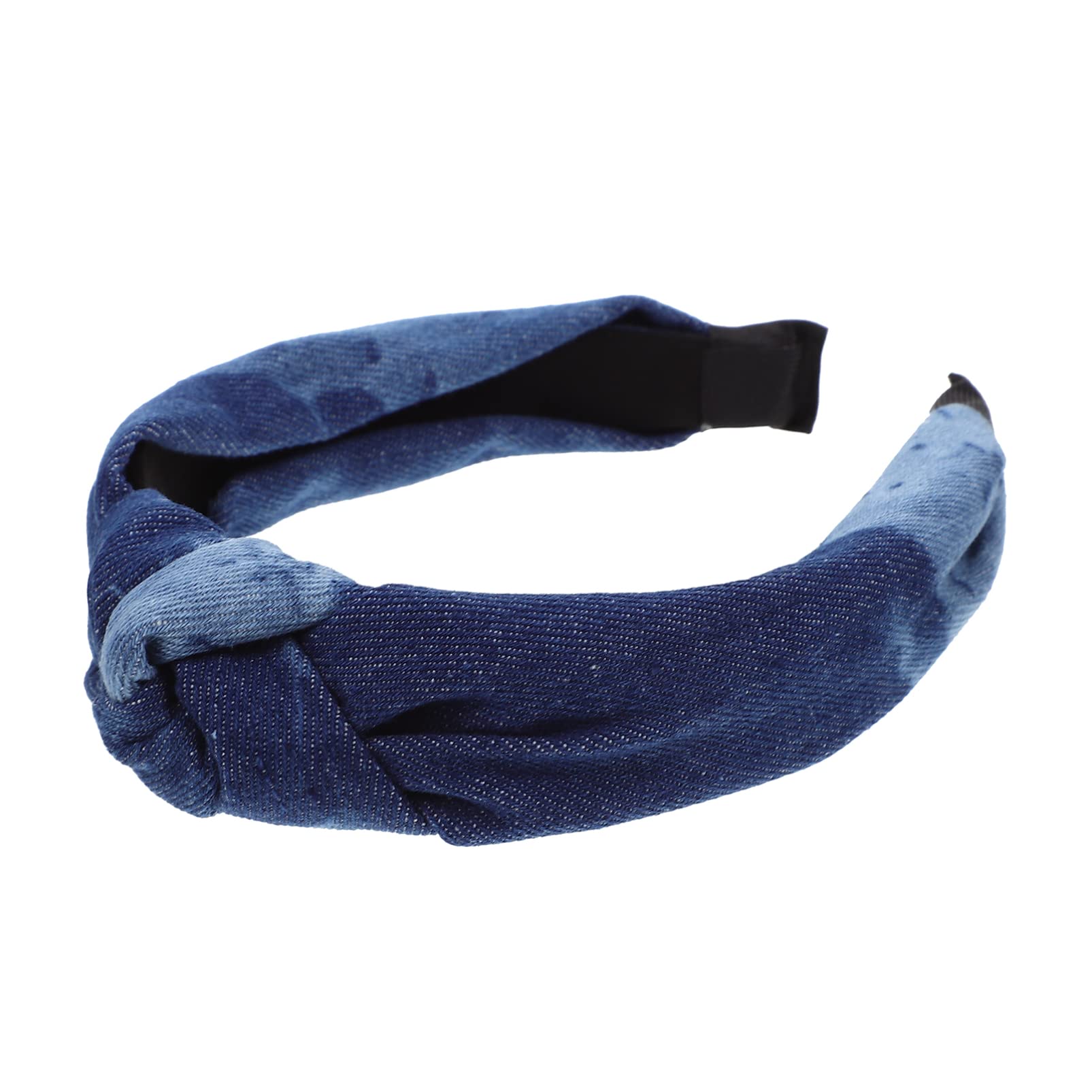 FRCOLOR Blue Denim Headband for Women & Girls - Elastic Knotted Hair Hoop, Vintage Floral Hair Wrap - Perfect for Casual Wear, Workouts, and Fashion Accessories