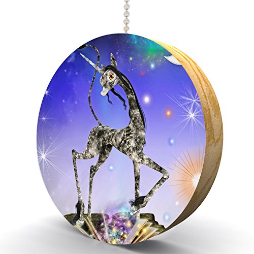 Magical Unicorn Storybook Hardwood Oak Ceiling Fan Pull Chain - Perfect for Kids' Bedroom, Nursery, and Fantasy-Themed Decor