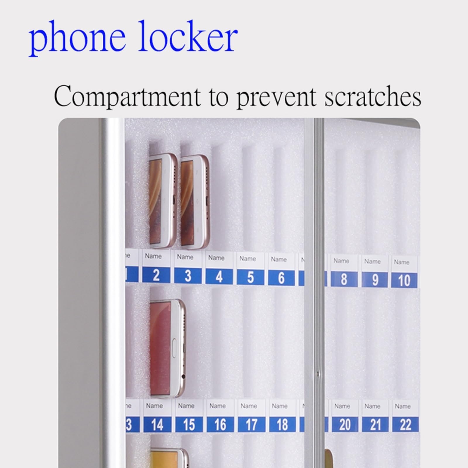 60-Slot Aluminum Alloy Wall Mount Phone Storage Cabinet - Durable Cell Phone Holder & Locker Organizer for Schools, Businesses, Offices & Retail Stores - Perfect for Classroom Management, Employee Device Storage & Customer Phone Security