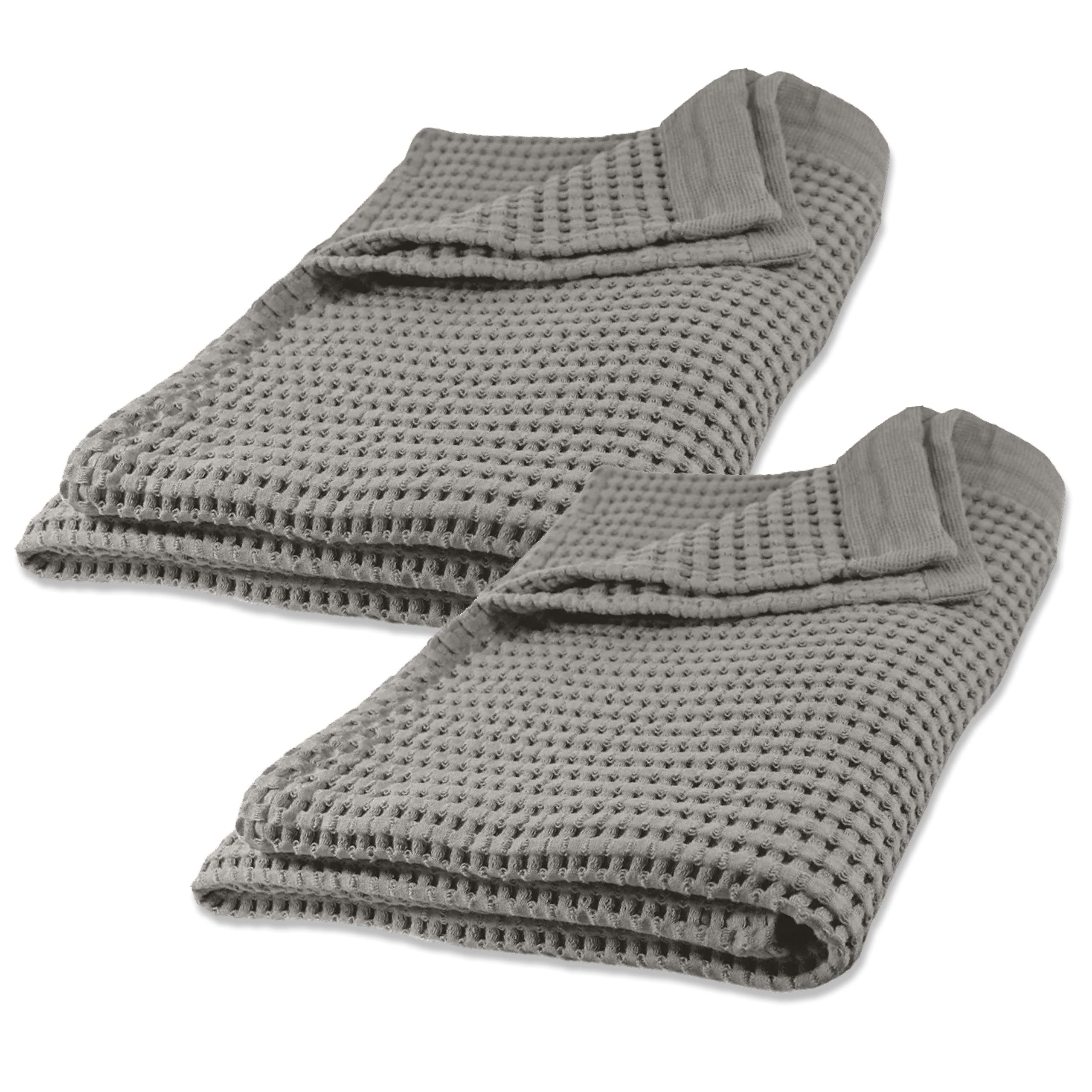 GILDEN TREE Premium Waffle Bath Sheet Set - 2 Pack Extra Large 40x80 Inch Quick Dry Towels | Ultra Soft Luxury Bath Towels for Spa & Home | Modern Thin Waffle Weave Design in Pewter Gray