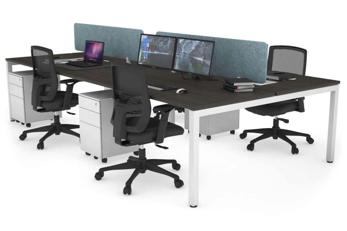4-Person Office Workstation with Quadro Square Legs - 1800L x 800W Desk with Cable Management Scallop | Perfect for Collaborative Workspaces & Open Office Environments