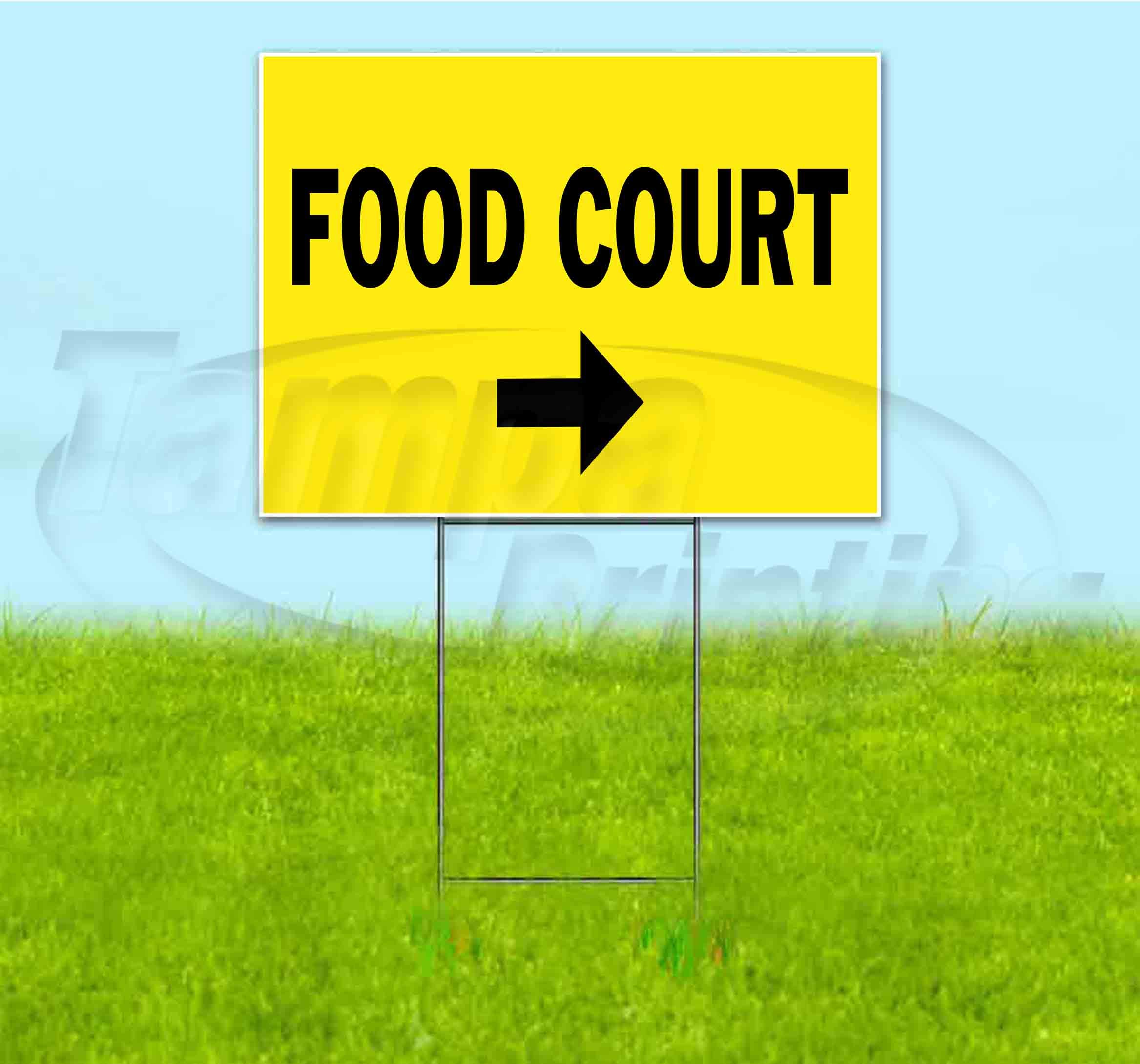 18x24 Inch Food Court Right Yard Sign with Metal Step Stake - Bulk Discounts & Multi-Packs Available - Perfect for Restaurant Advertising, Event Directions, and Business Promotion