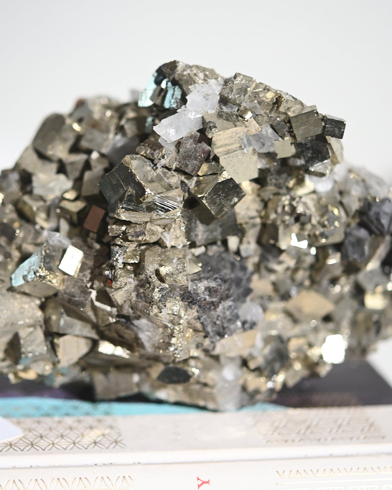 Natural Cubic Pyrite and Quartz Crystal Cluster - 7.5lbs Raw Mineral Specimen for Home Decor, Meditation, and Energy Healing | Perfect for Crystal Collectors, Feng Shui, and Spiritual Practices