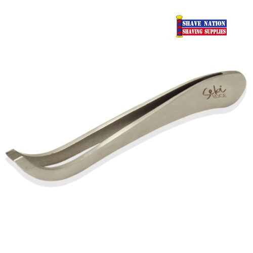 Premium Stainless Steel Slant Tip Tweezers - Seki SS512 - Professional Eyebrow & Facial Hair Tweezers for Precise Grooming - Perfect for Eyebrow Shaping, Splinter Removal & Crafting