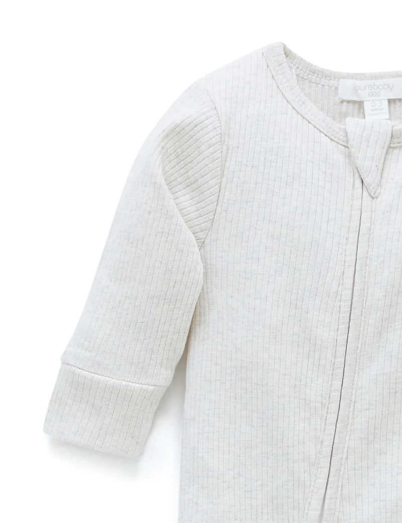 Purebaby Organic Cotton Ribbed Growsuit for Babies - Soft & Comfortable One-Piece Outfit for Newborns & Infants - Perfect for Playtime, Sleepwear & Everyday Wear