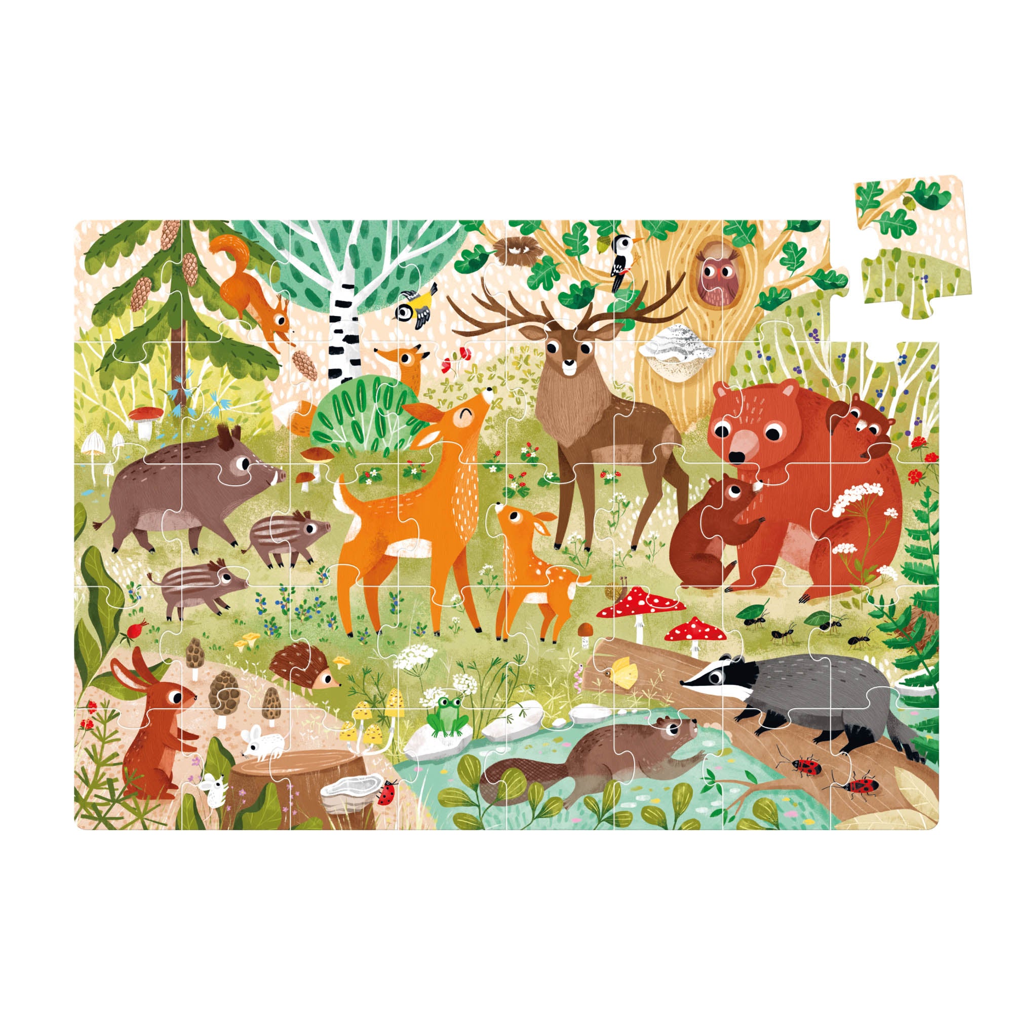 Banana Panda Forest Animals Jumbo Puzzle - 40 Piece Large Floor Puzzle for Kids, Educational Woodland Animal Toys for Toddlers Ages 3-5 - Perfect for Classroom, Playroom & Birthday Gifts