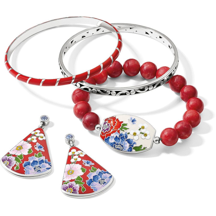 Blossom Hill Red Stretch Bracelet for Women - Adjustable Elastic Beaded Jewelry for Casual Wear & Special Occasions