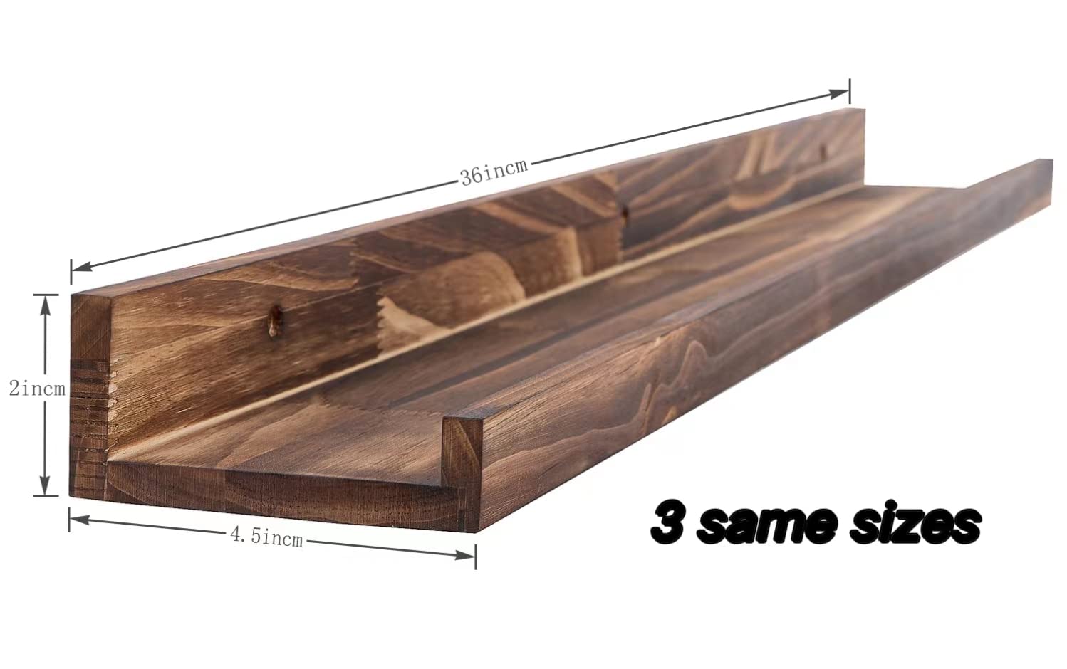 AZSKY 36 Inch Large Floating Shelves Set of 3 - Wood Wall Mounted Bookshelves & Picture Ledge for Home Decor - Perfect for Living Room, Bedroom & Office Storage