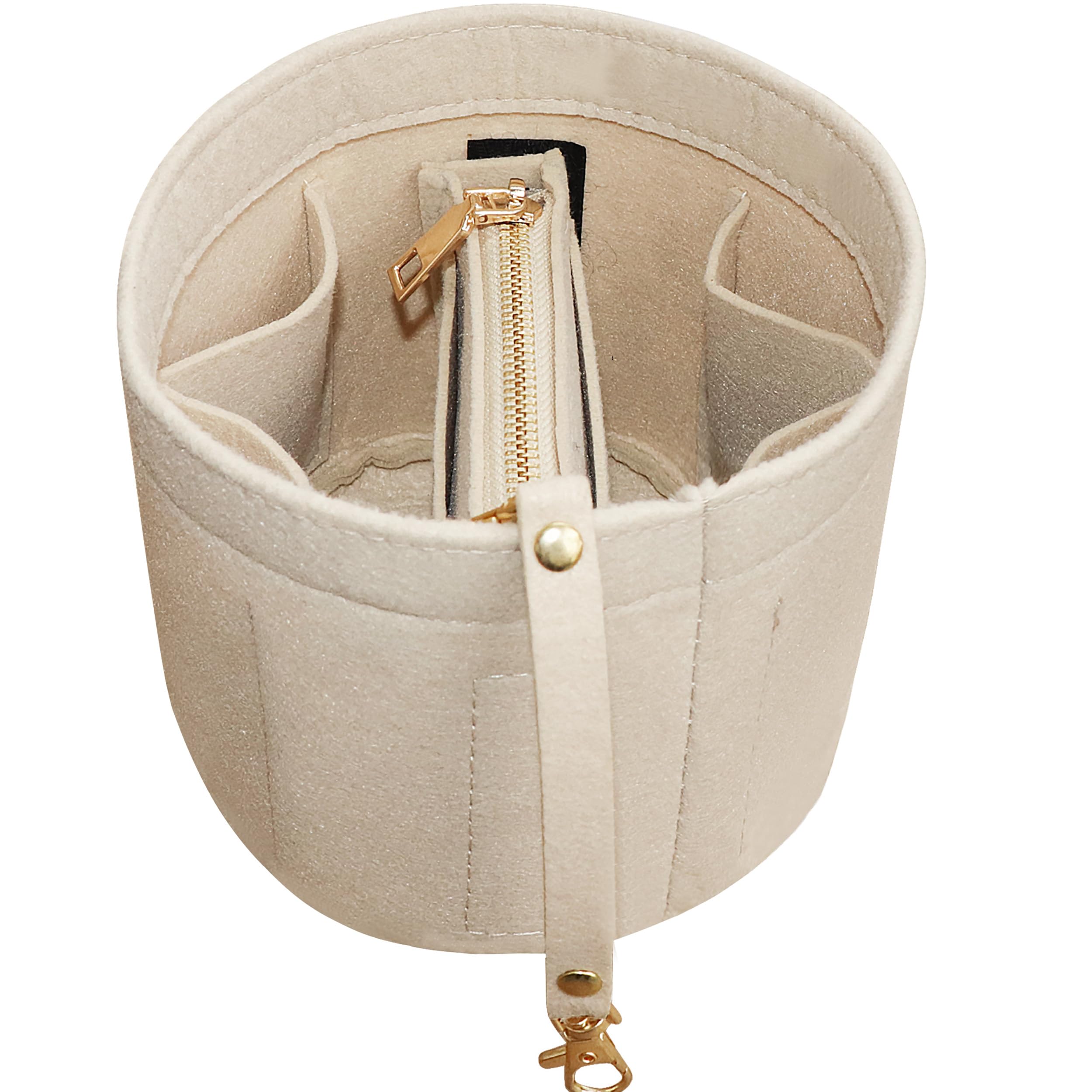 Soyizom Beige Felt Purse Organizer Insert for Cannes Cylinder Bag - Tote Bag Organizer for Women, Purse Liner & Purse in Purse - Perfect for Travel, Work & Daily Organization