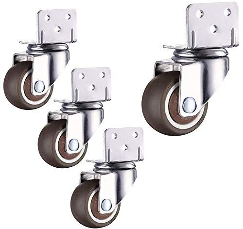 Heavy Duty Workbench Casters Set of 4 - 90kg Capacity Swivel Wheels with L-Shaped Bracket for Furniture & Equipment (50mm/2in, No Brake) - Perfect for Workshop Tables, Tool Benches, and Industrial Cabinets