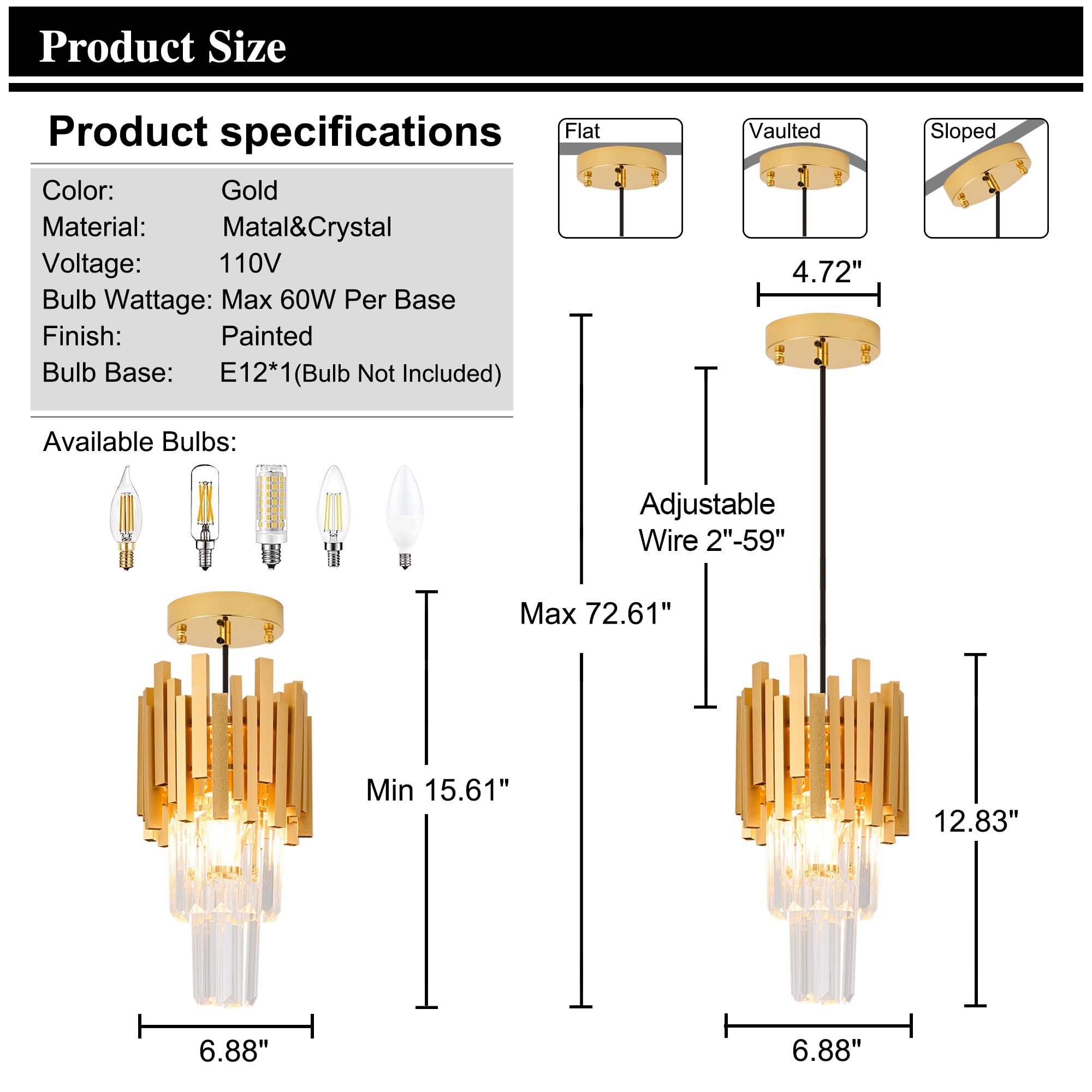 Luxury Gold Crystal Pendant Light - Modern Mini Chandelier for Dining Room, Bedroom, Kitchen & Living Room - Elegant Ceiling Lighting Fixture Set of 3 - Perfect for Home Decor, Wedding & Restaurant Ambiance