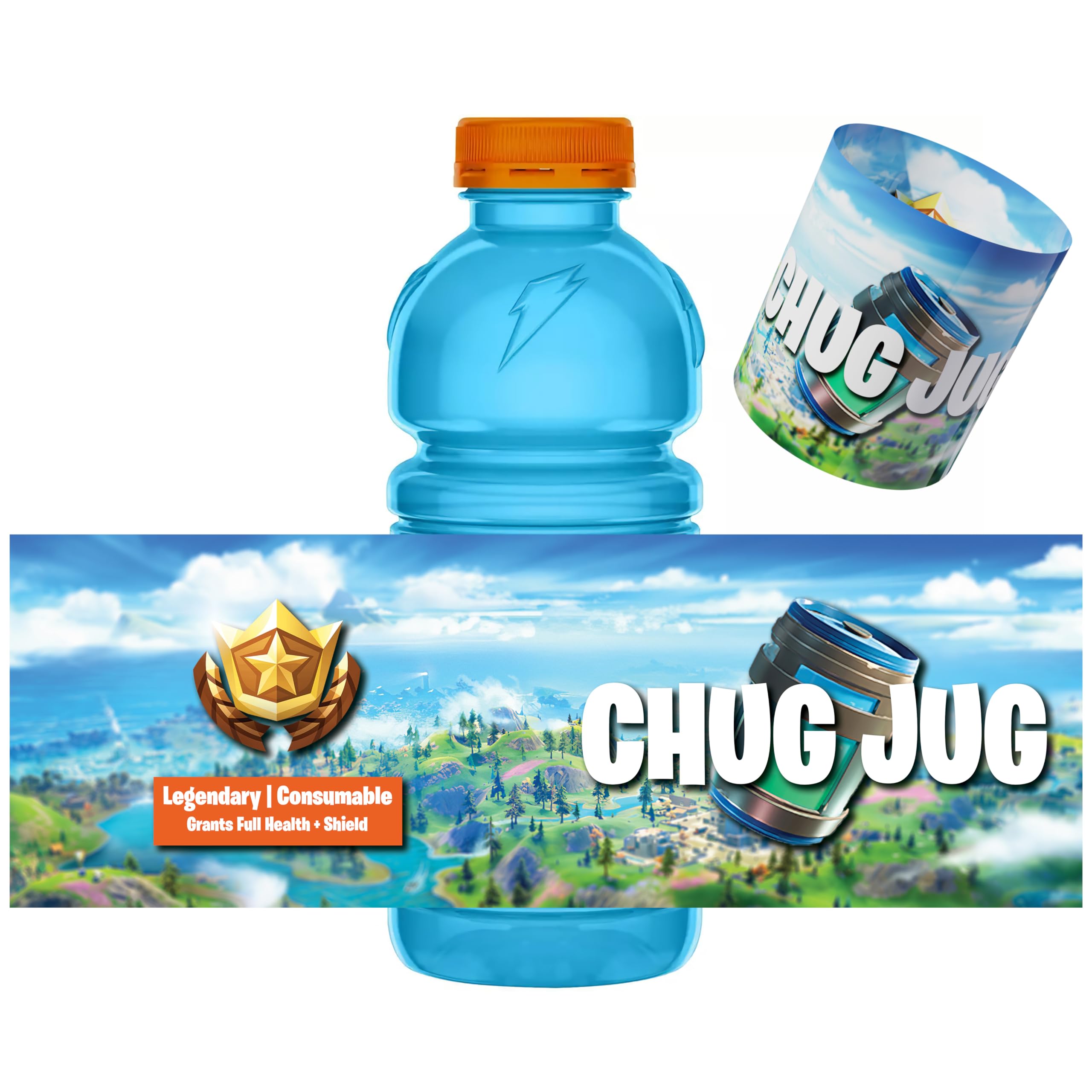 24 Pack Chug Jug Shrink Wrap Bottle Labels - Battle Royale Party Supplies for Birthday Decorations & Party Favors | Perfect for Fortnite Themed Parties, Gaming Events & Teen Celebrations