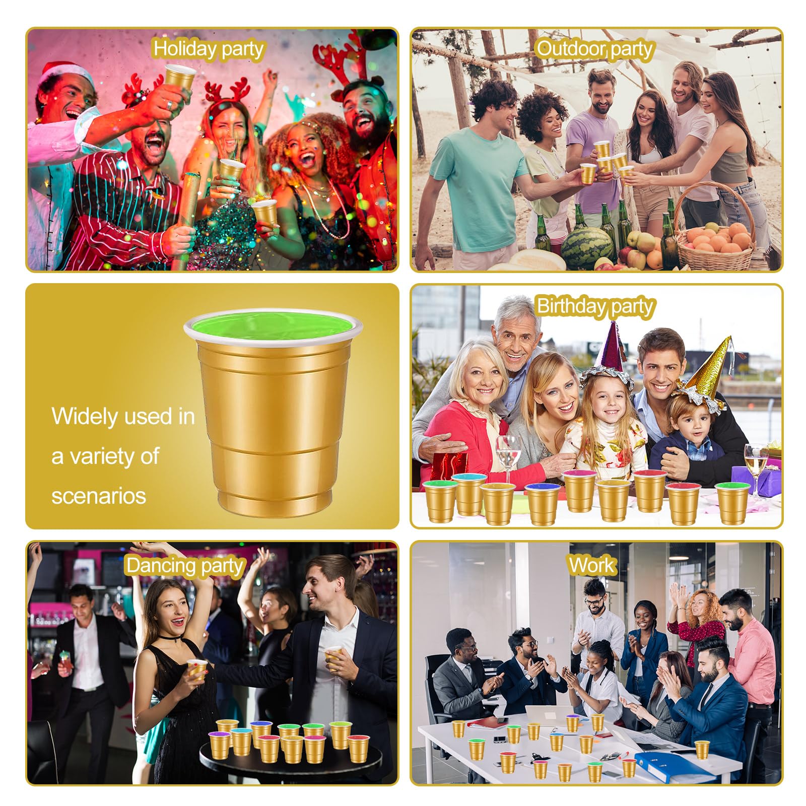 120pcs Gold Plastic Shot Glasses 2oz - Disposable Cups for Drinking, Tastings & Parties