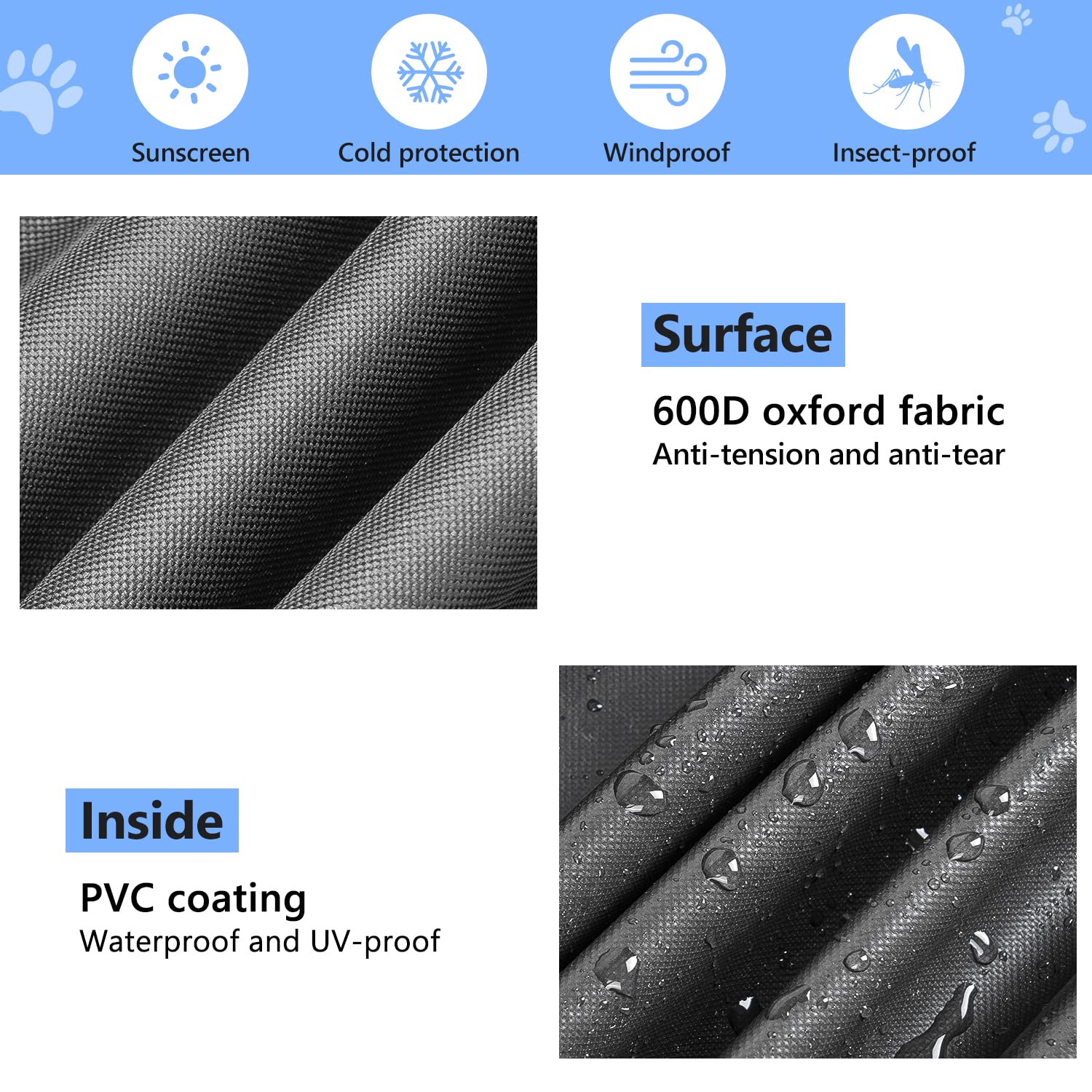 Waterproof 600D Oxford Dog Crate Cover - Windproof & Breathable Mesh Kennel Cover with Storage Pocket for Large Dogs & Cats (42 Inch) - Perfect for Indoor/Outdoor Use, Travel & Crate Training