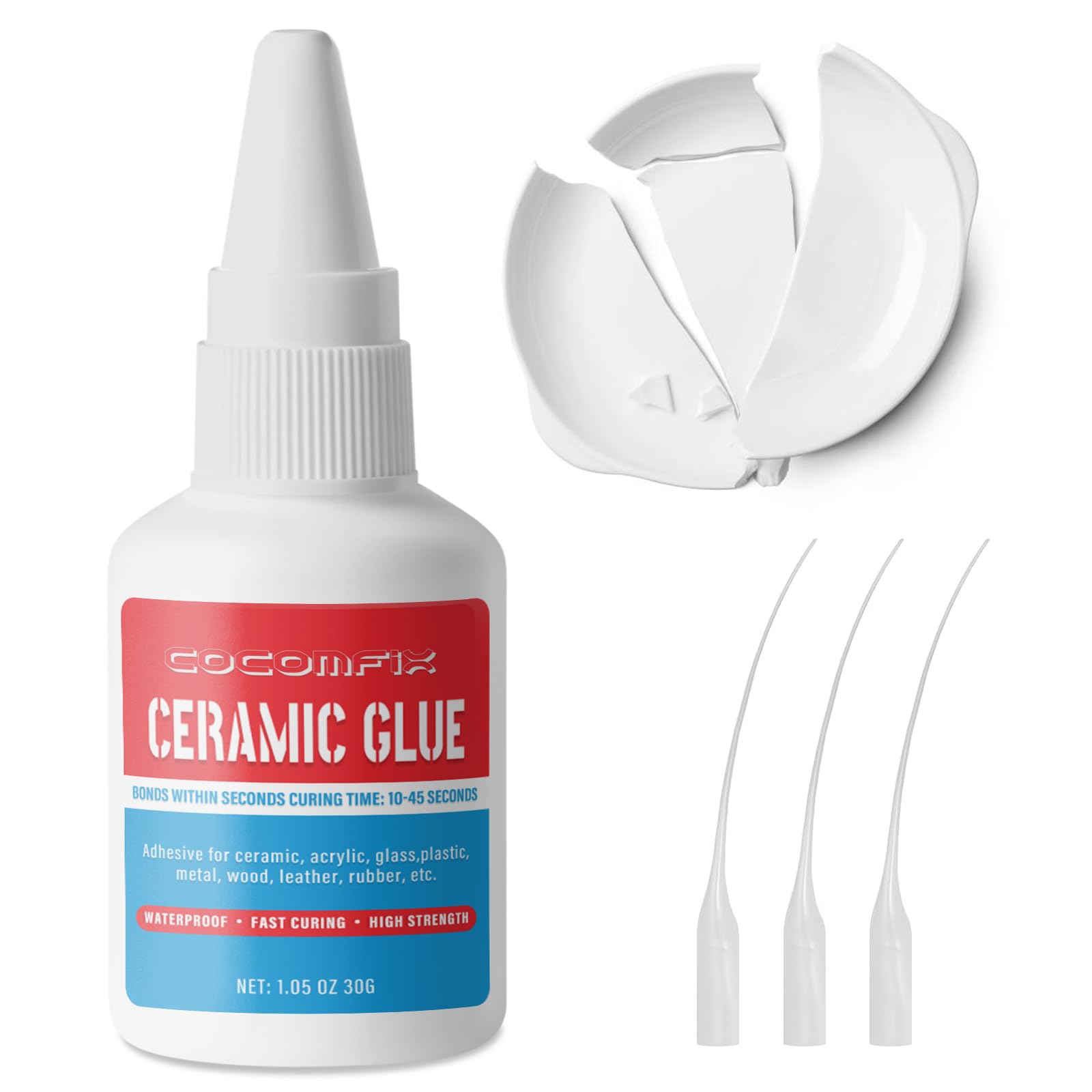 Ultimate Ceramic Glue - Strong Adhesive for Ceramic & Porcelain Repair (30g) | Waterproof, Heat Resistant, Food Safe | Perfect for Kitchenware, Bathroom Tiles & Decorative Pottery Fixes