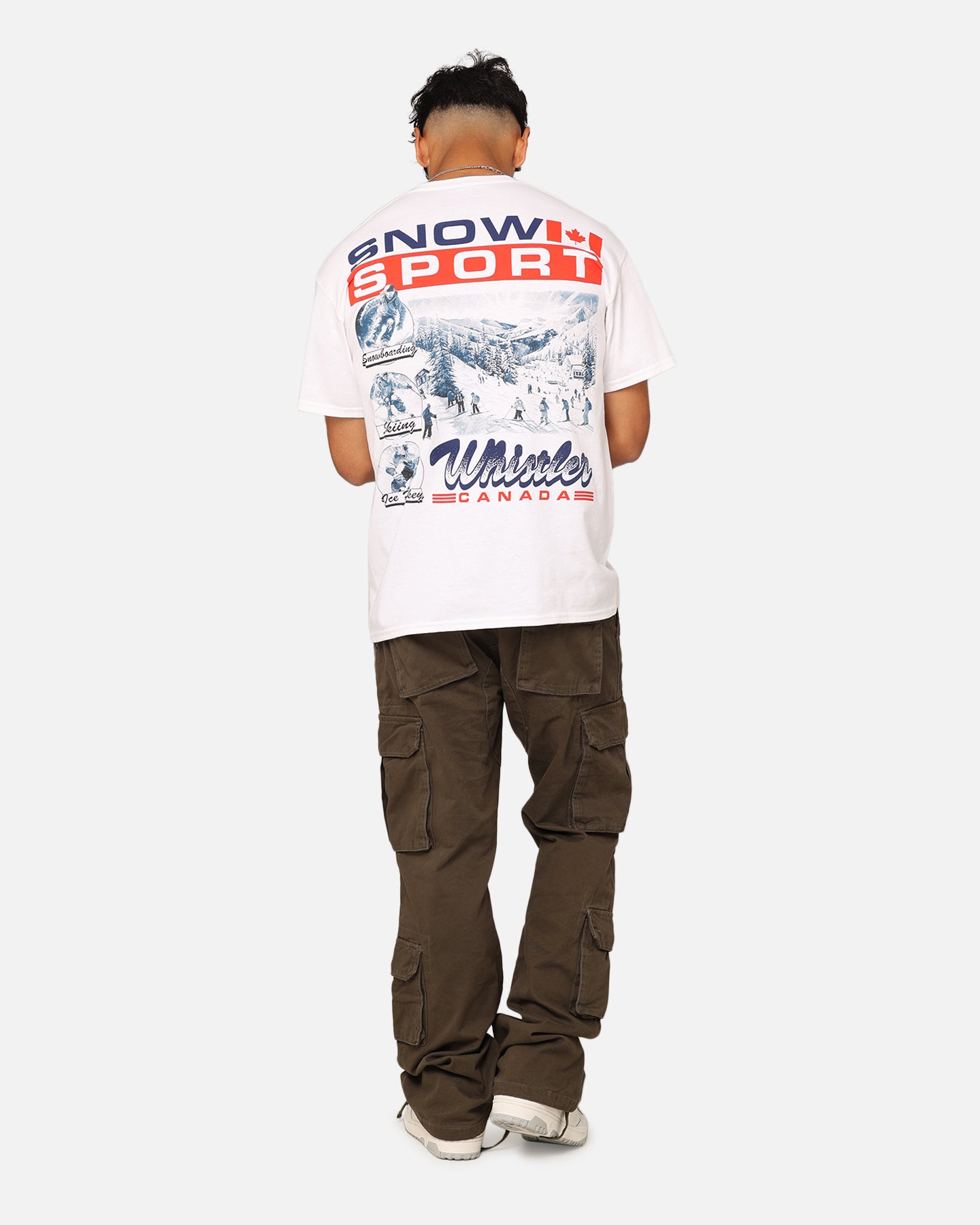 American Thrift Snow Sport T-Shirt - White - Comfortable & Stylish Winter Tee for Skiing, Snowboarding & Outdoor Activities