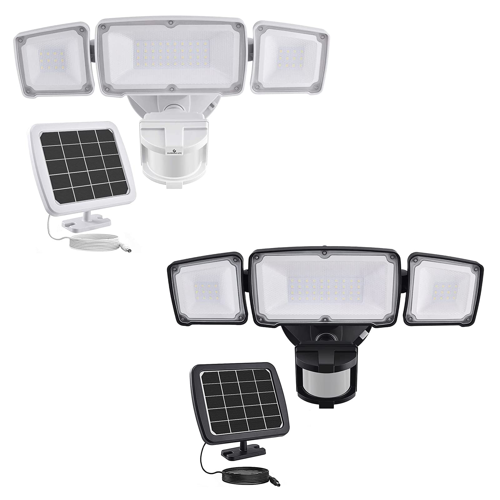 Glorious-Lite 1600LM Solar Motion Sensor Lights Outdoor - 3 Adjustable Heads, 5500K Daylight, IP65 Waterproof LED Flood Light for Backyard, Pathway, Patio & Security - Perfect for Nighttime Safety and Landscape Lighting