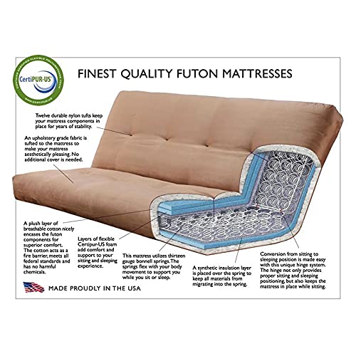 Premium Kodiak Full-Size Futon Cover - Soft Marmont Mocha Brown Fabric - Perfect for Living Rooms, Dorms & Guest Rooms
