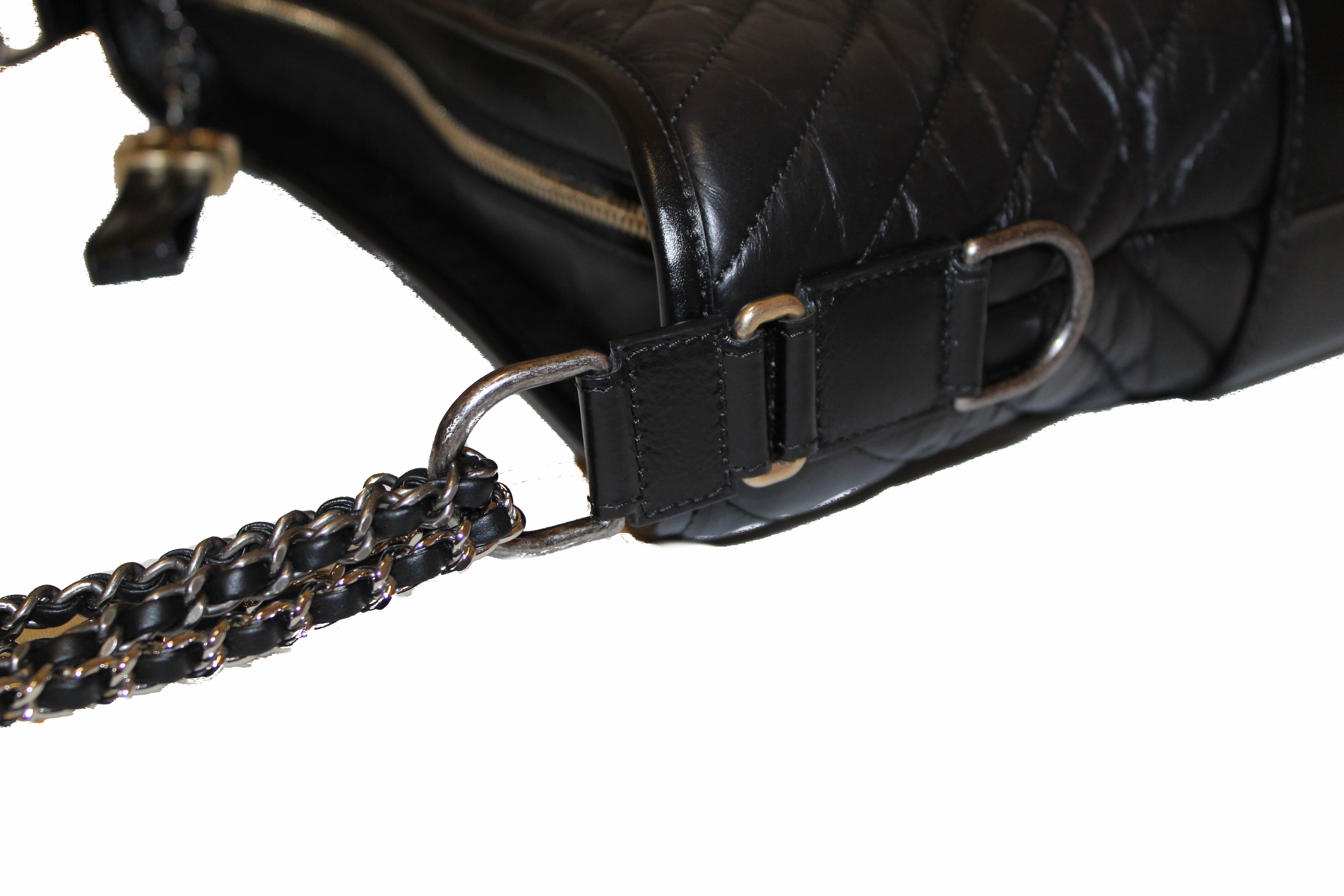 Authentic Chanel Medium Gabrielle Black Chevron Aged Calfskin Leather Hobo Bag - Luxury Designer Handbag for Women, Perfect for Work, Travel & Evening Events