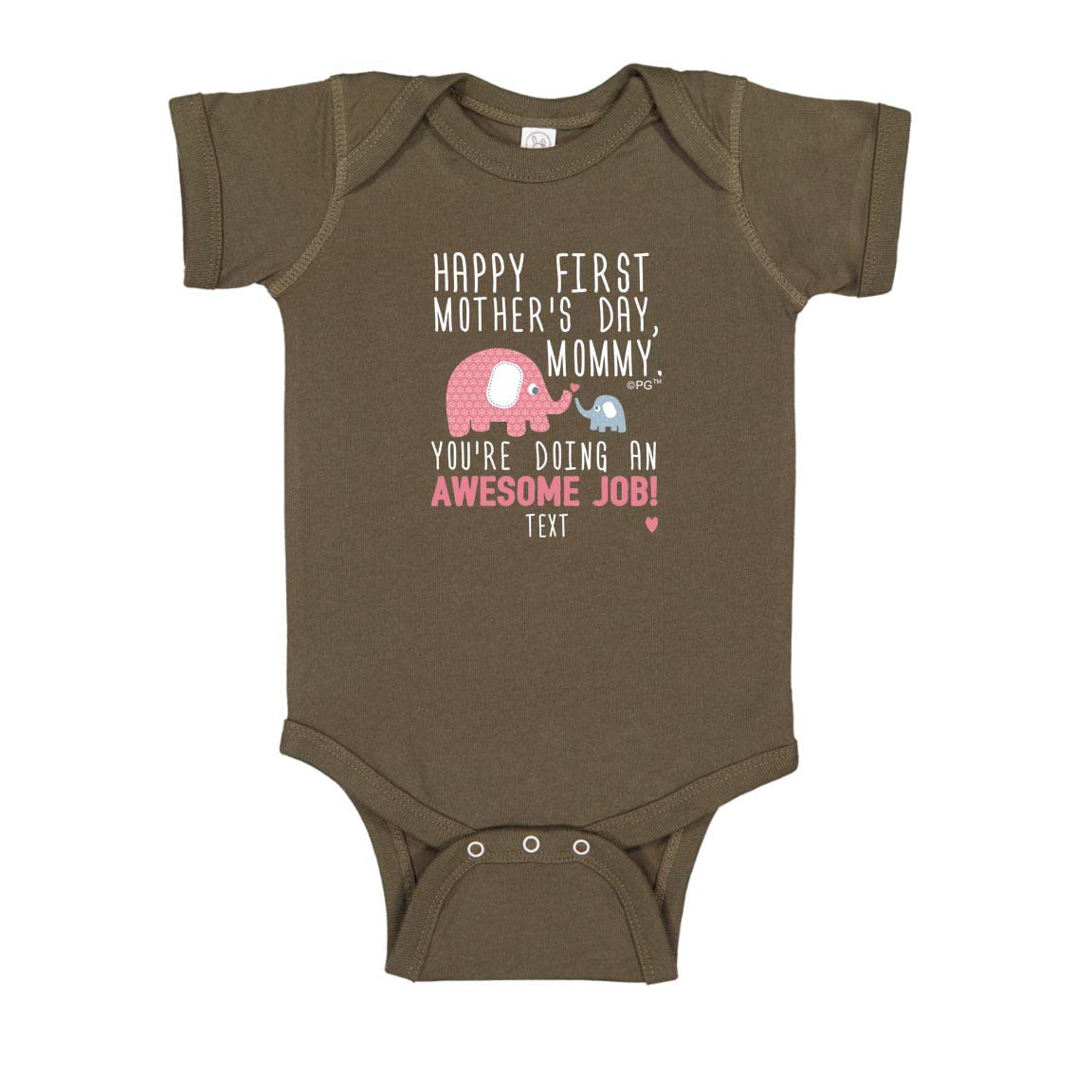 Personalized First Mother's Day Gift - Pink Elephant Baby Bodysuit for New Moms | Cute Outfit for Baby Showers, Photo Shoots & Special Occasions