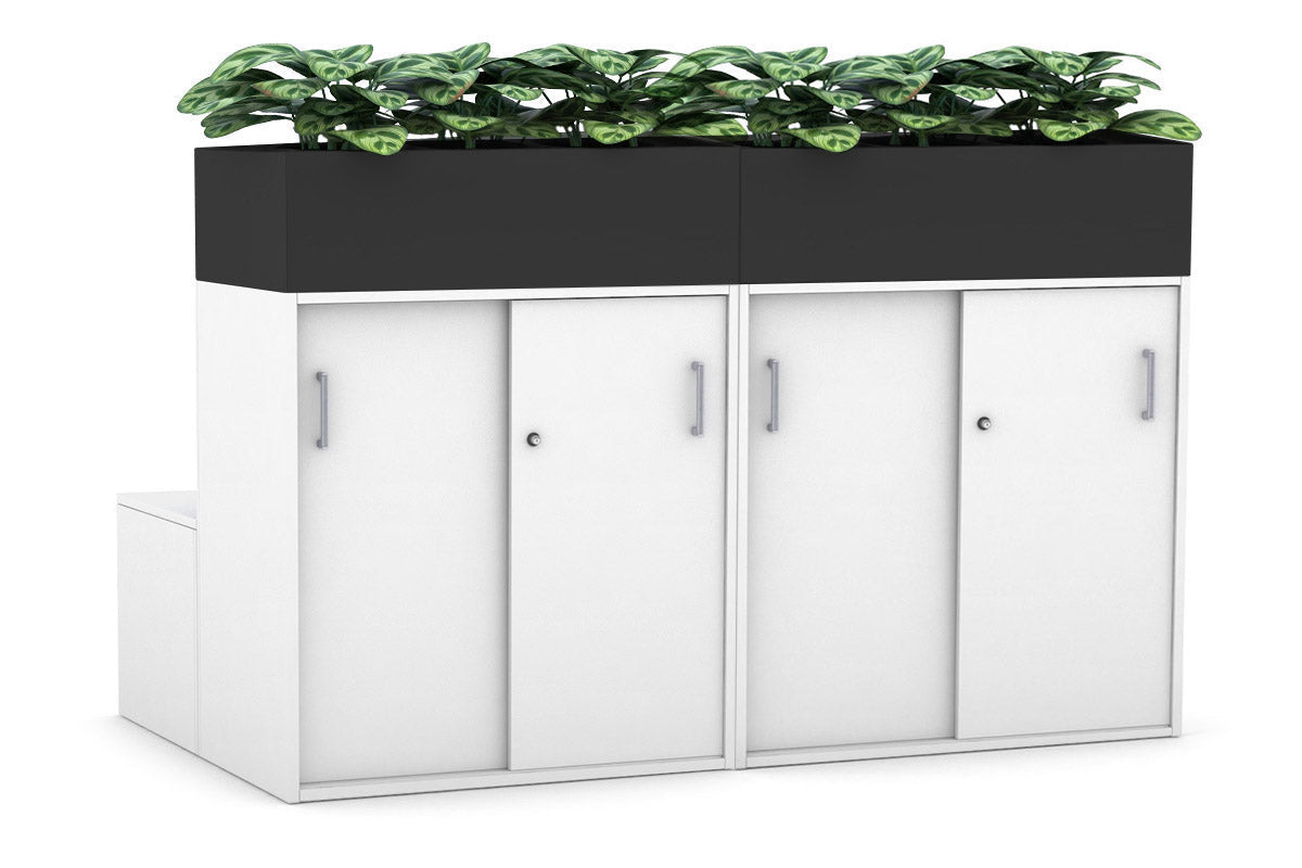 8-Door Booth Seat with Planter Box - Silver Handle for Restaurants, Cafes & Outdoor Dining Areas