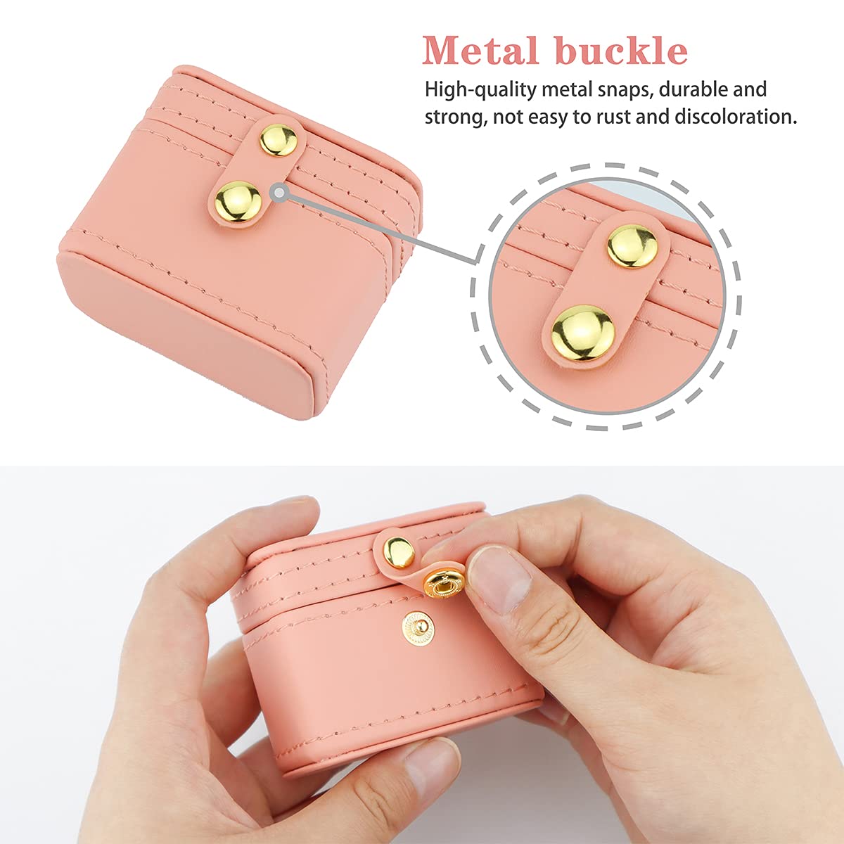 Small Travel Jewelry Box Organizer - Mini Portable Ring Storage Case for Women | Perfect Gift for Girlfriend, Bride & Travel Accessories | Wedding, Engagement & Everyday Jewelry Storage (Pink)