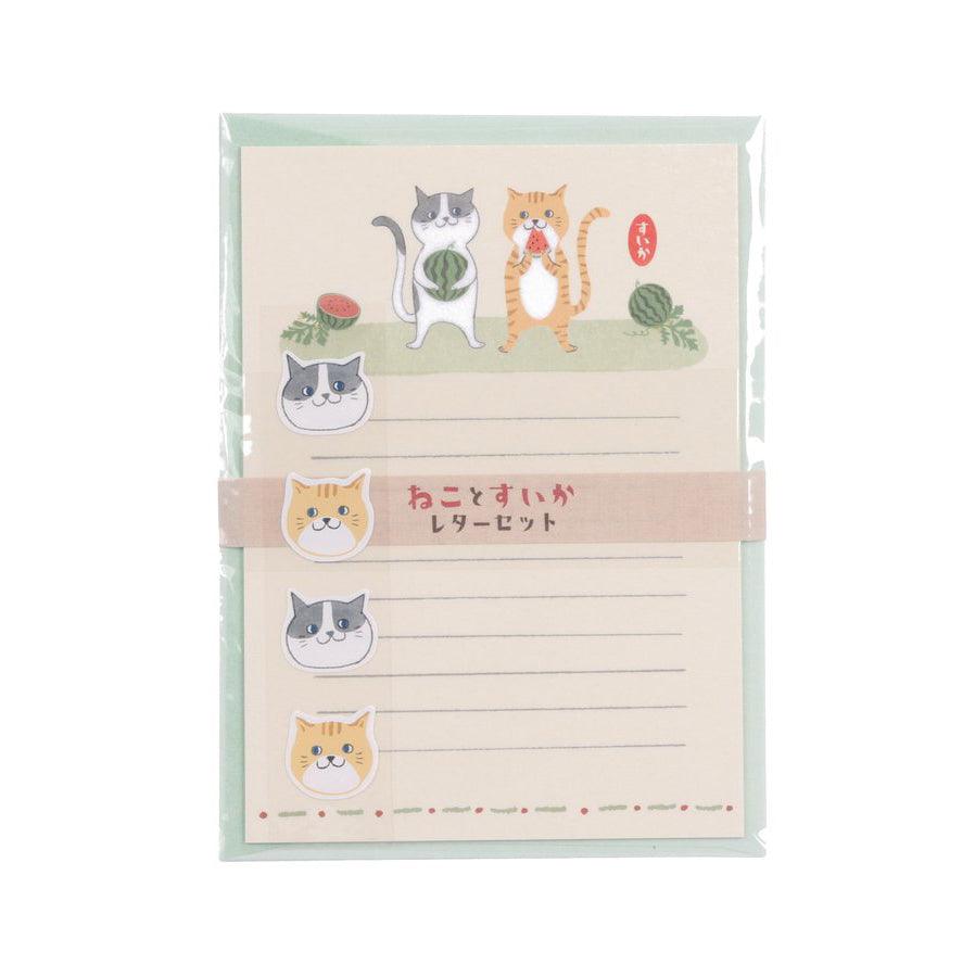 Premium Cat & Watermelon Themed Letter Set (26g) - Cute Stationery for Greeting Cards, Invitations, and DIY Scrapbooking
