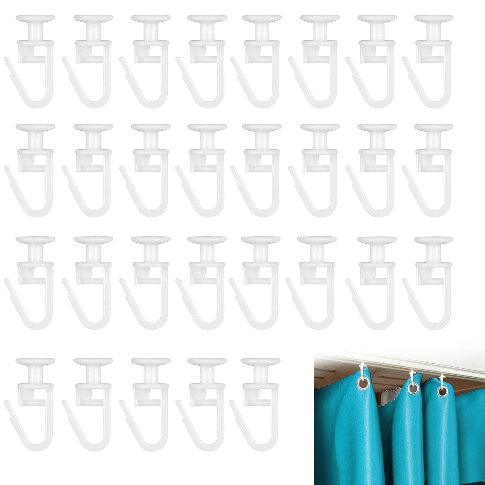 200 Pieces Sliding Curtain Hooks - Heavy Duty Curtain Track Gliders for Smooth Sliding - Perfect for Living Room, Bedroom & Office Window Treatments