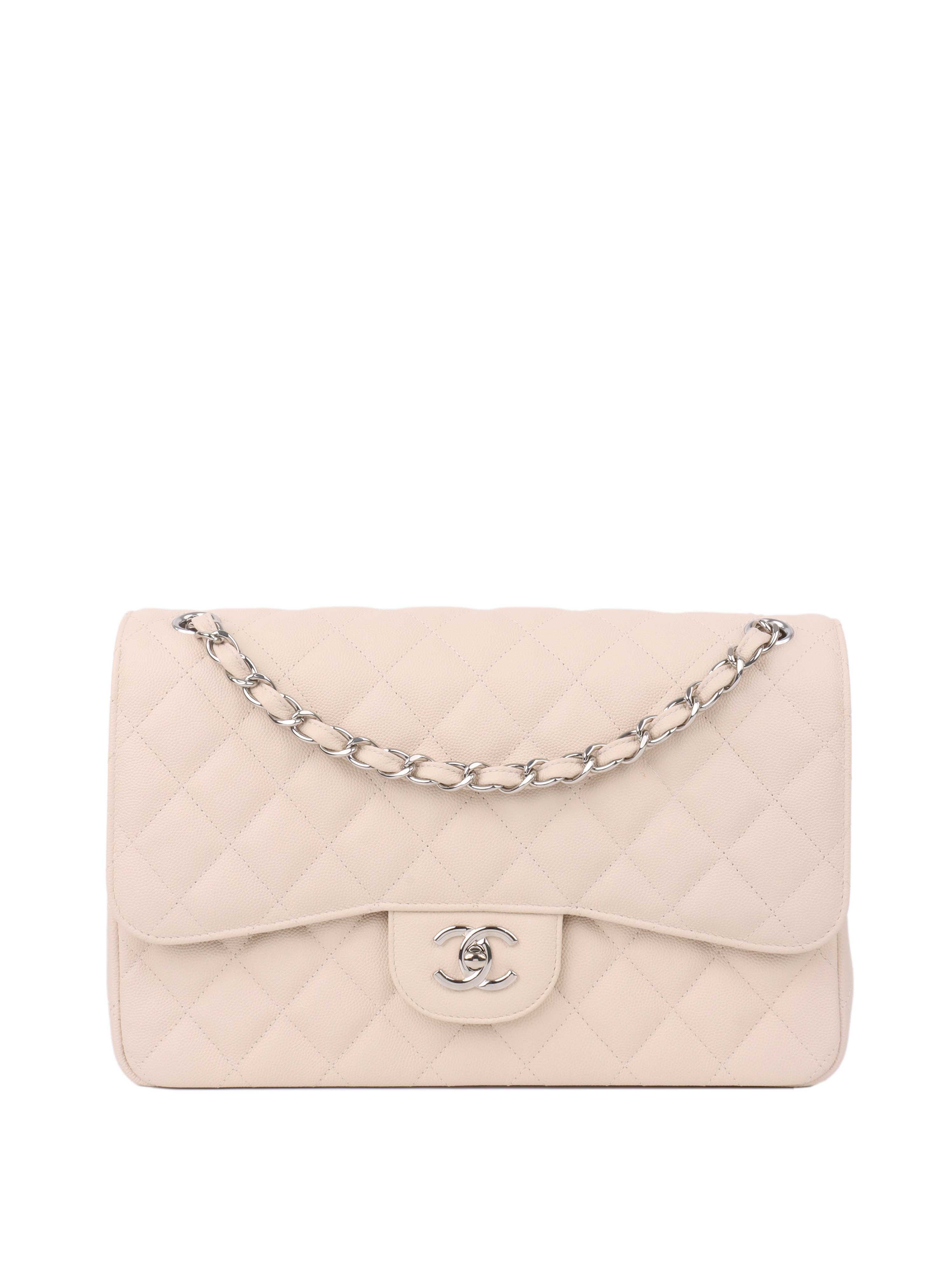 Chanel Jumbo Ivory Caviar Classic Flap Bag - Luxury Designer Handbag for Women | Perfect for Parties, Weddings & Special Occasions