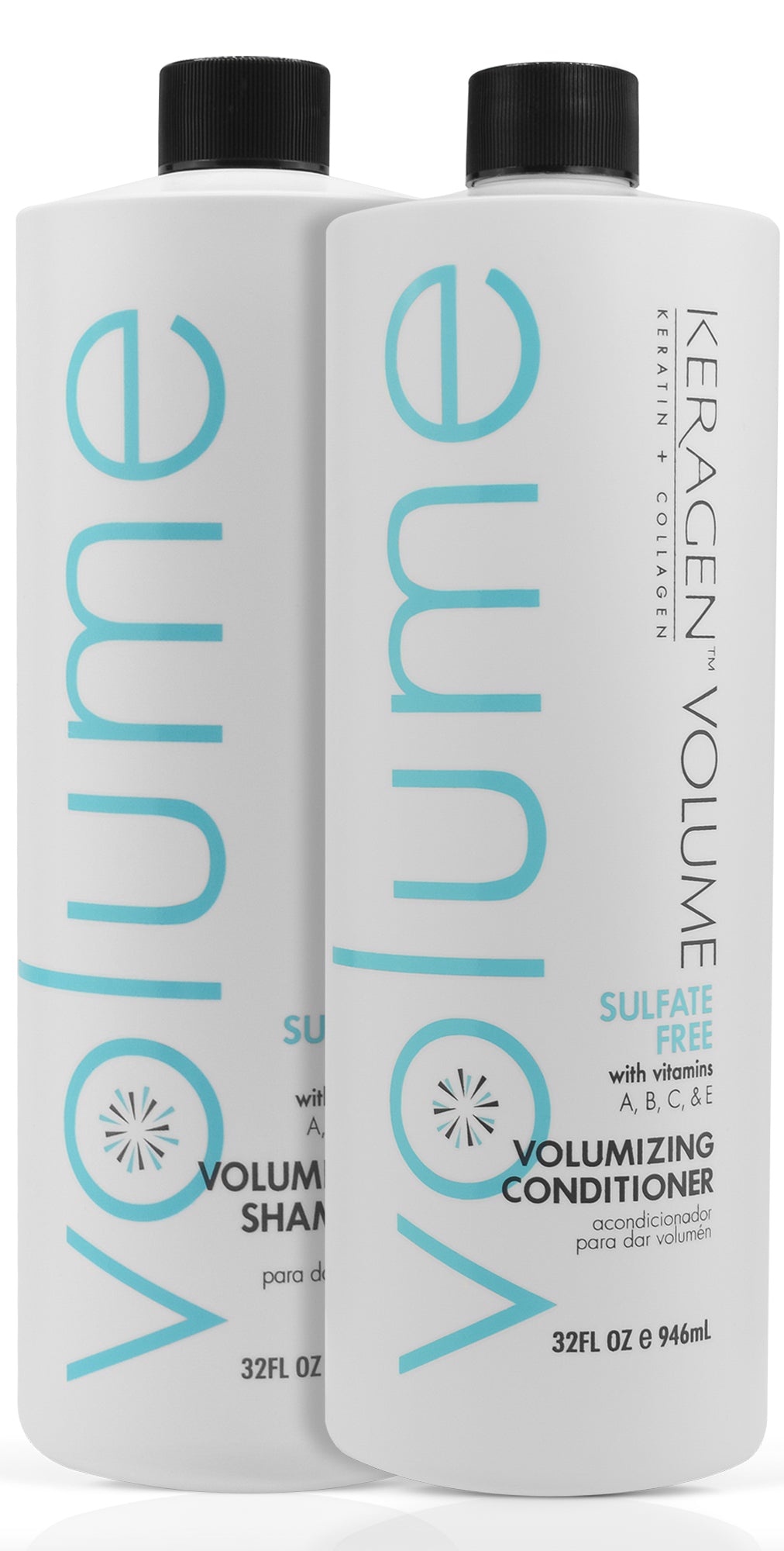 KERAGEN Volumizing Shampoo & Conditioner Set - 10.1 oz for Thicker, Fuller Hair - Perfect for Daily Use & Salon-Quality Results at Home