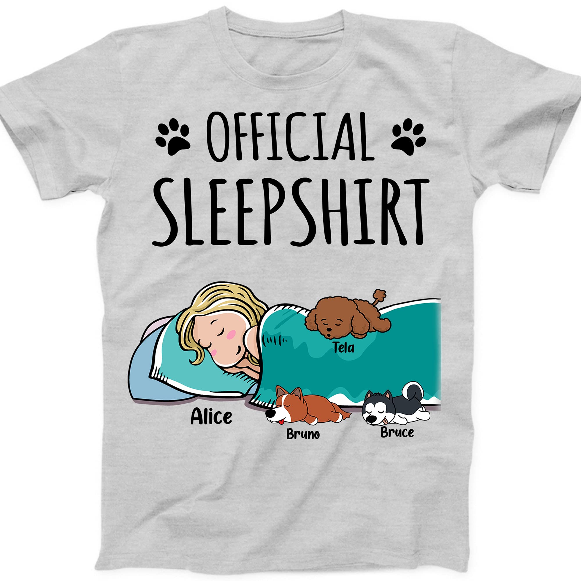 Custom Personalized Dog Mom Sleep Shirt - Official Pet Owner Pajama with Name & Image for Dog Lovers | Cozy Nightwear for Cuddling with Your Furry Friend