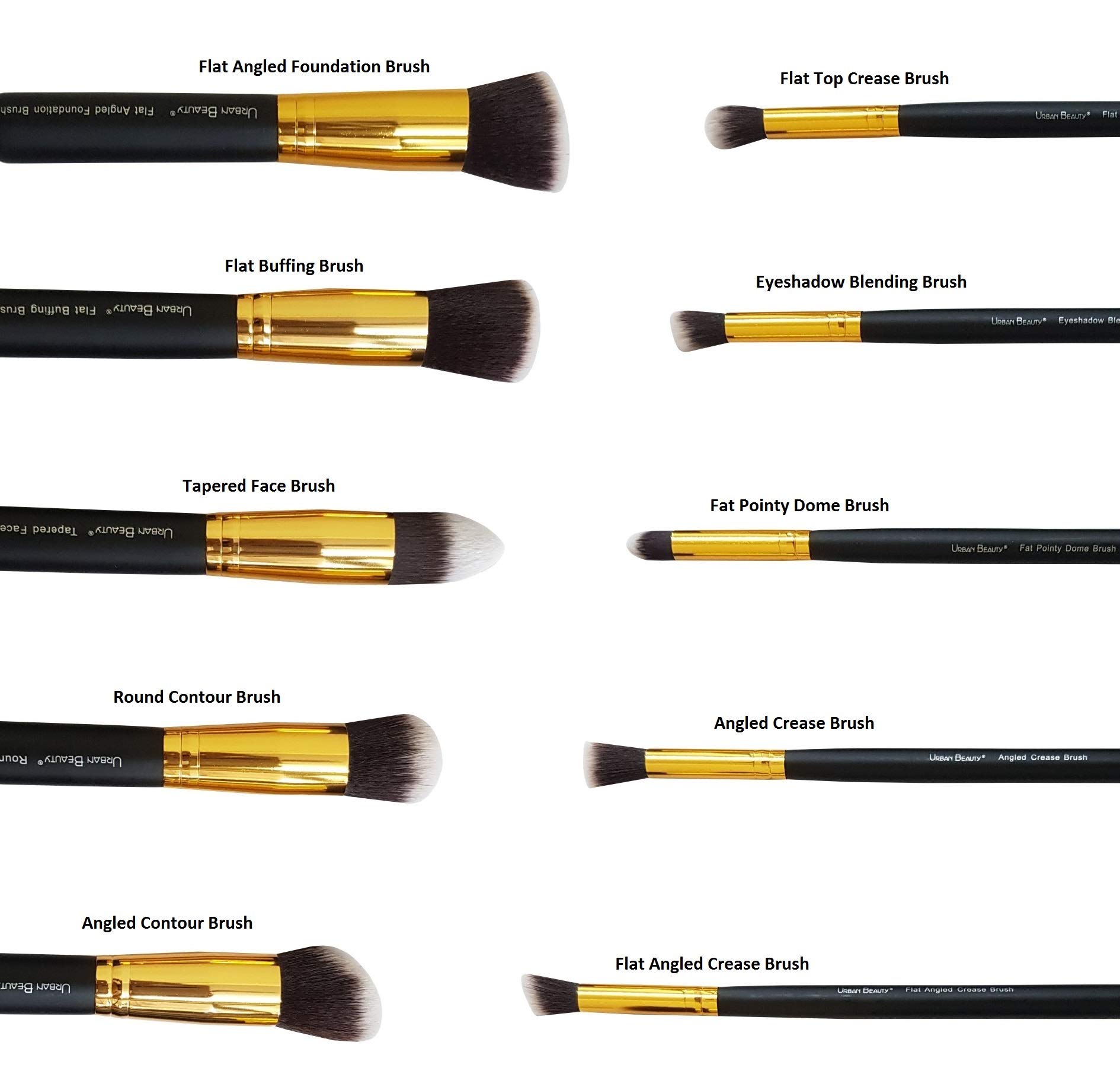 Premium 10-Piece Makeup Brush Set - Kabuki Foundation Brush, Eyeshadow Blending Brush, Buffing Brush, Contour Brush & More - Black & Gold - Perfect for Professional Makeup Artists & Beginners - Ideal for Everyday Makeup, Contouring & Blending