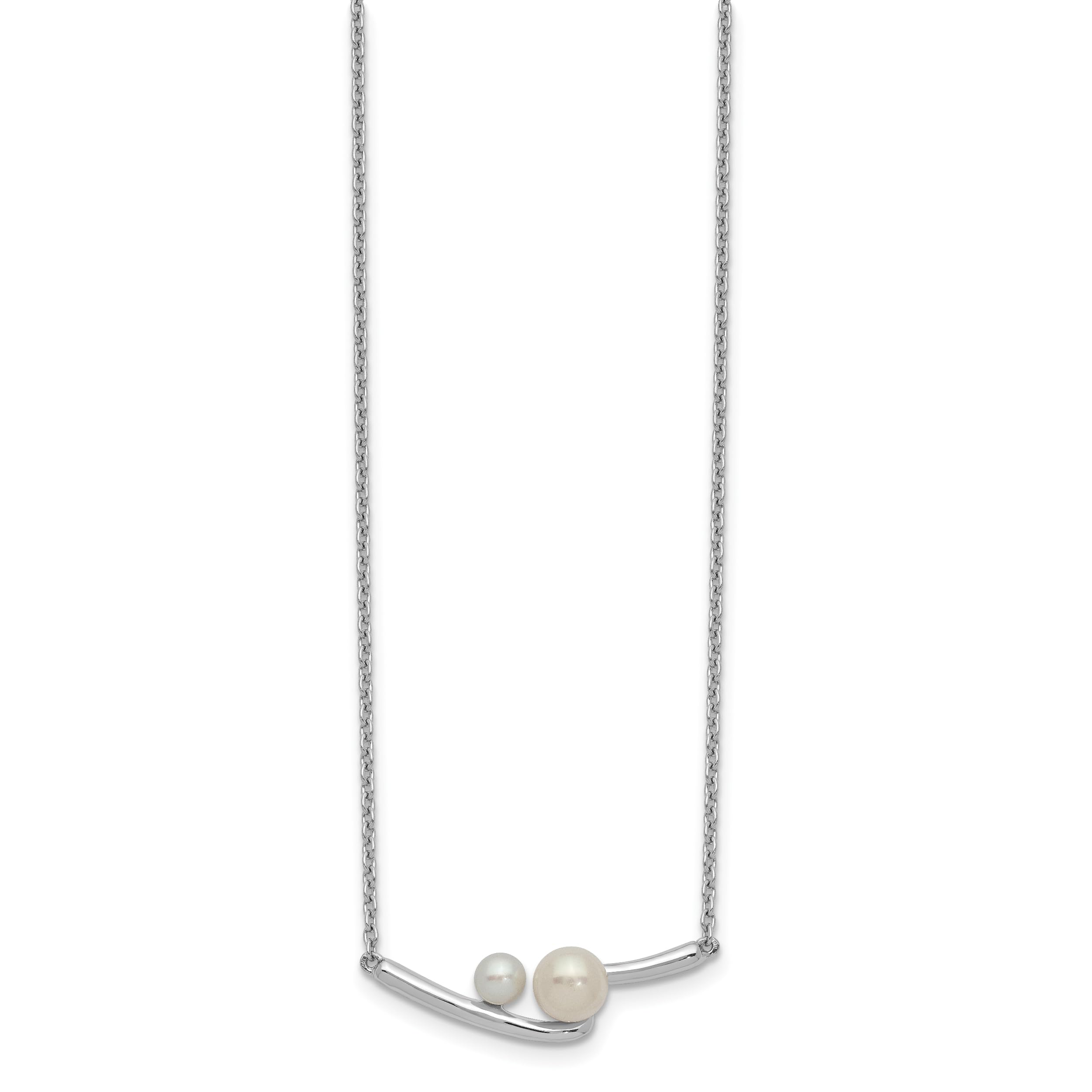 925 Sterling Silver Freshwater Cultured Pearl Bar Necklace - 16.5 Inch Dainty Chain for Women, Elegant Layering Jewelry Gift for Birthday, Anniversary & Valentine's Day