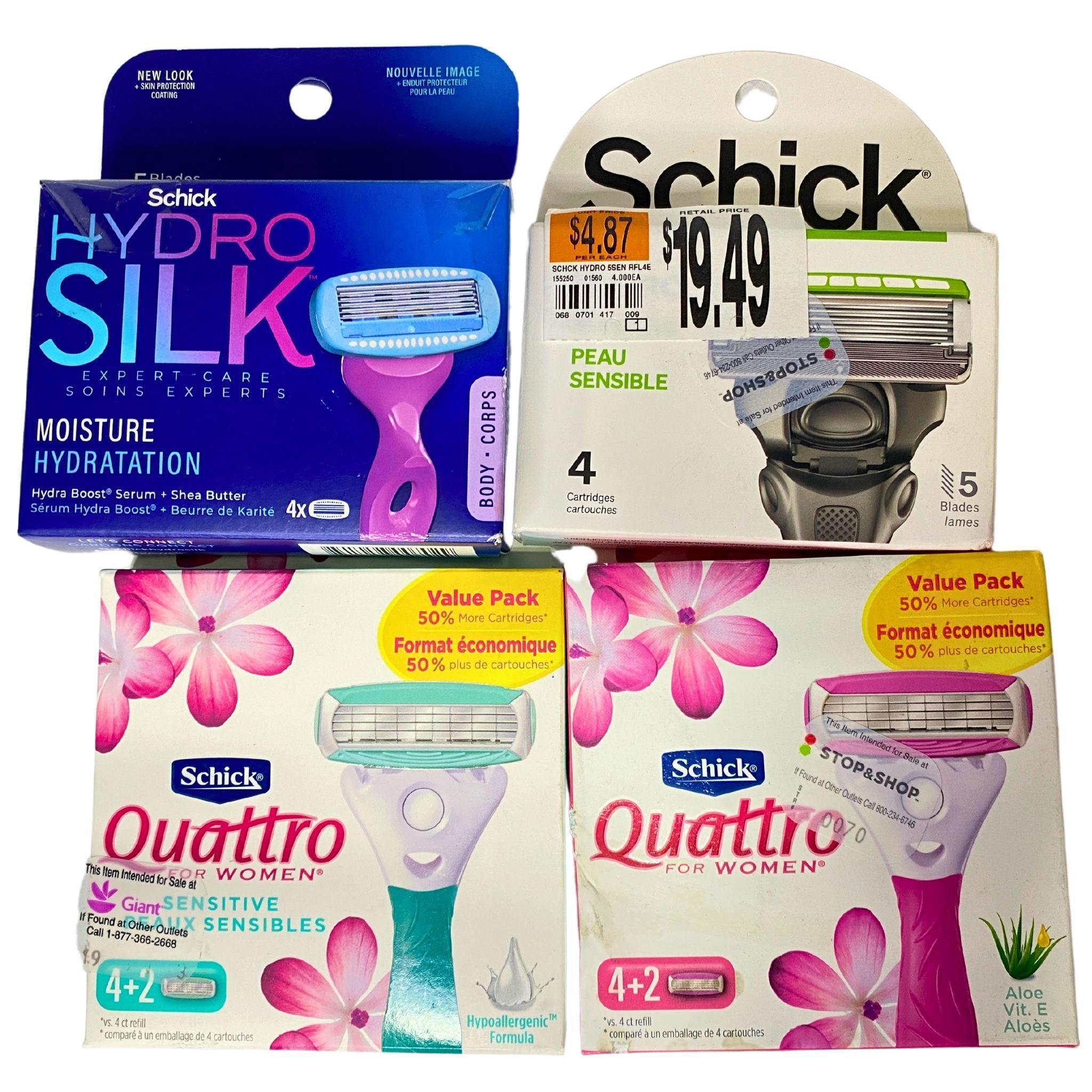 Schick Razor Refill Cartridges for Men & Women - 50 Pcs Assorted Blades Pack - Smooth Shaving for Face & Body - Perfect for Travel & Daily Grooming