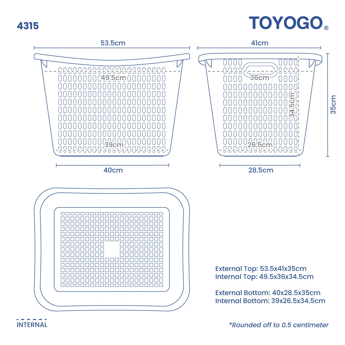 Large Foldable Laundry Basket with Handles - Heavy Duty Collapsible Clothes Hamper for Laundry Room, Dorm, Bedroom - Space Saving Storage Organizer (4315)