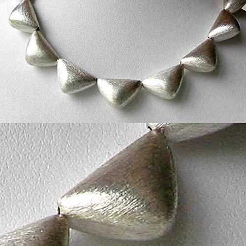 12PCS Brushed Silver Triangle Beads - 8 Inch Strand (24 Grams) for DIY Jewelry Making - Perfect for Necklaces, Bracelets, Earrings & Craft Projects